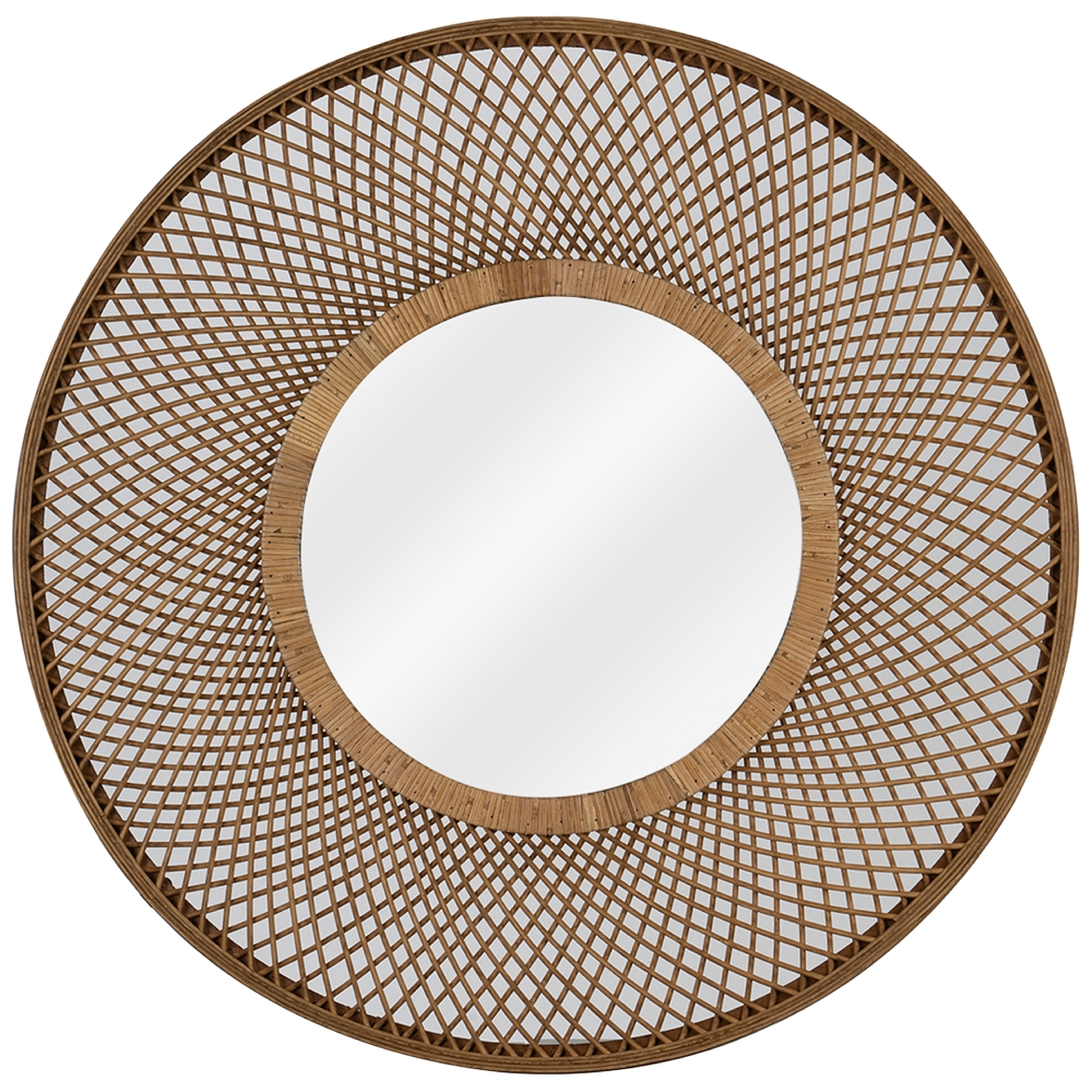 Hamptons Natural Brown Rattan 36" Round Wall Mirror - Style # 79A52 - Lamps Plus