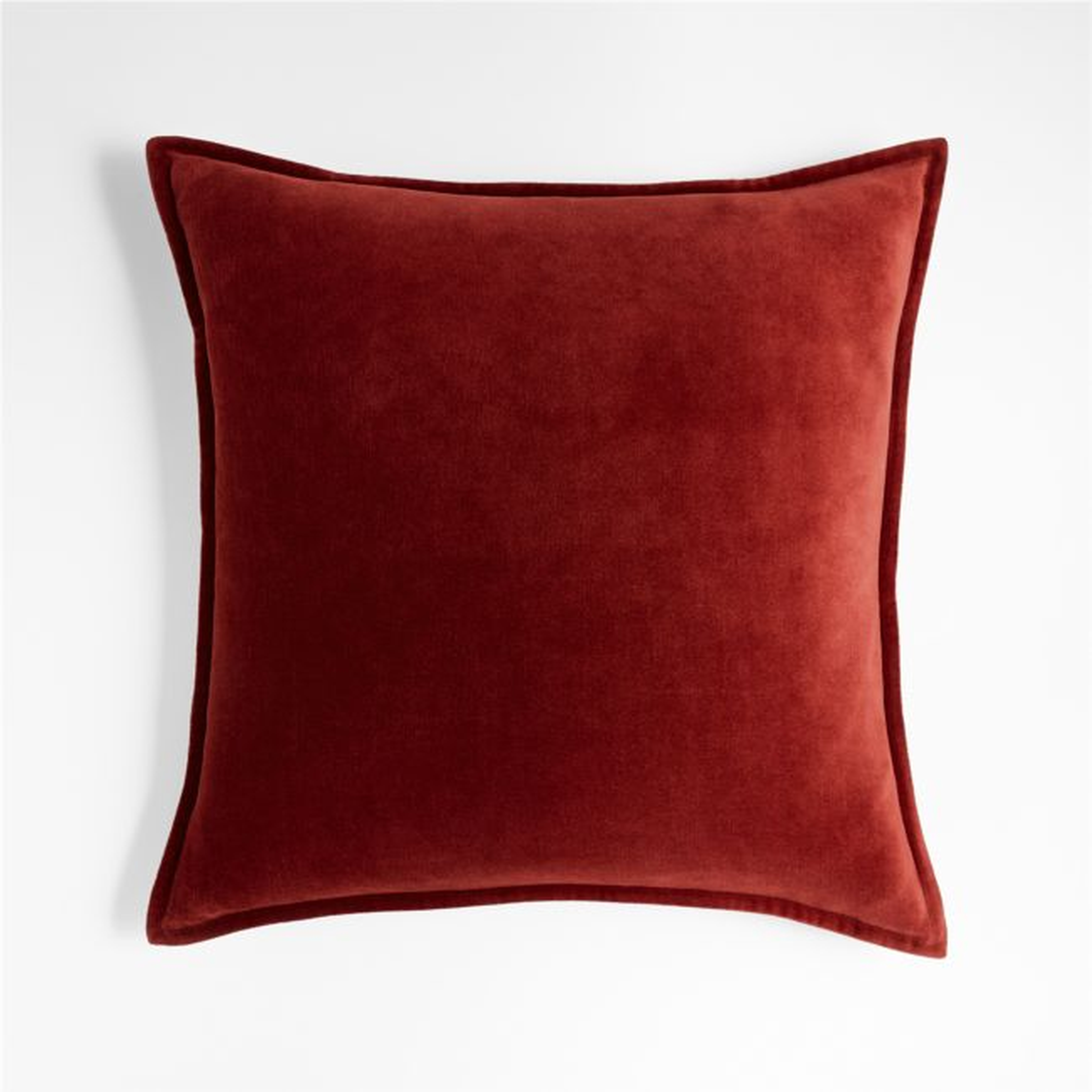Brick 20" Washed Cotton Velvet Pillow Cover - Crate and Barrel