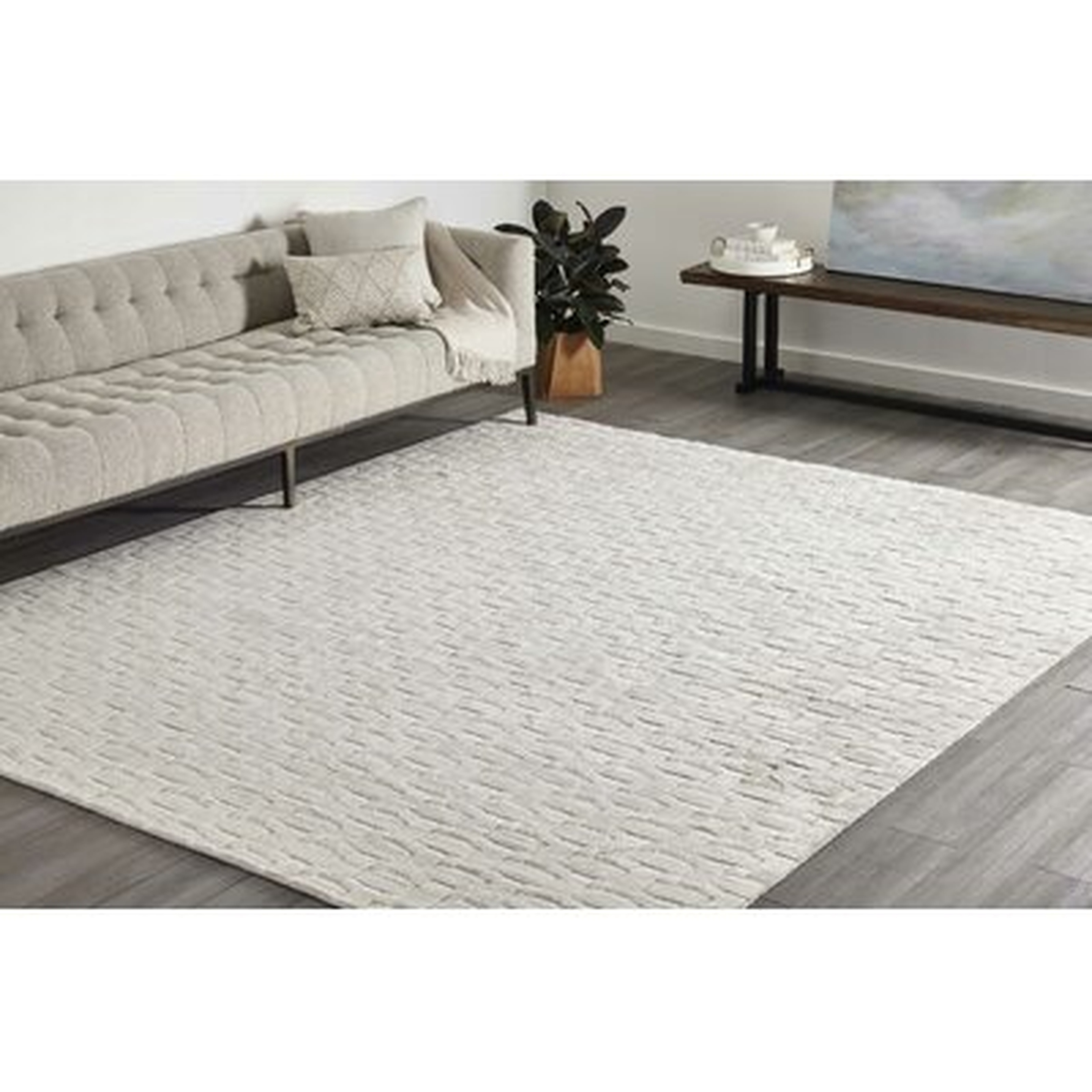 Hainsly Hand Loomed Wool/Viscose/Cotton Area Rug in Alabaster - AllModern