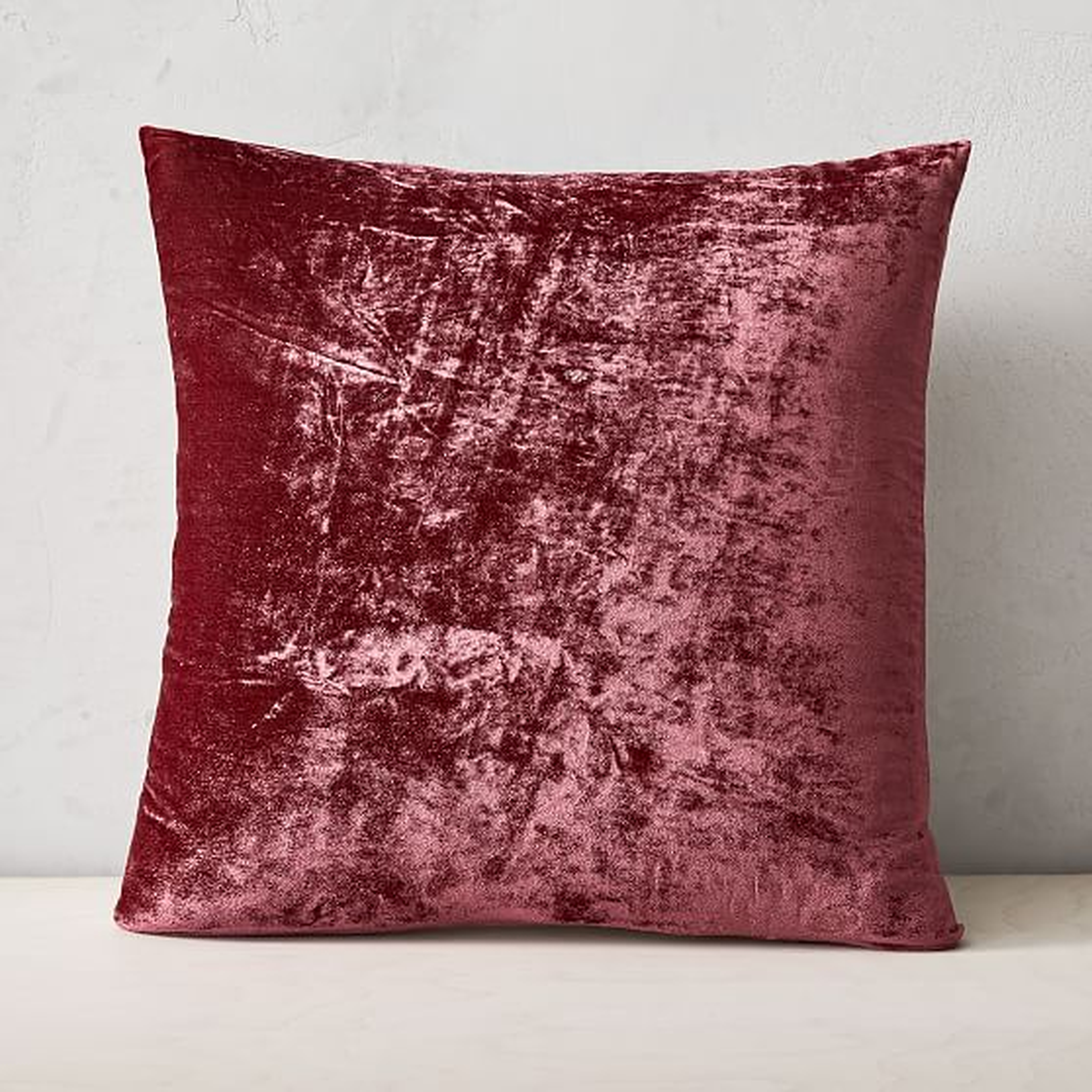 Lush Velvet Pillow Cover, Set of 2, Washed Ruby, 20"x20" - West Elm