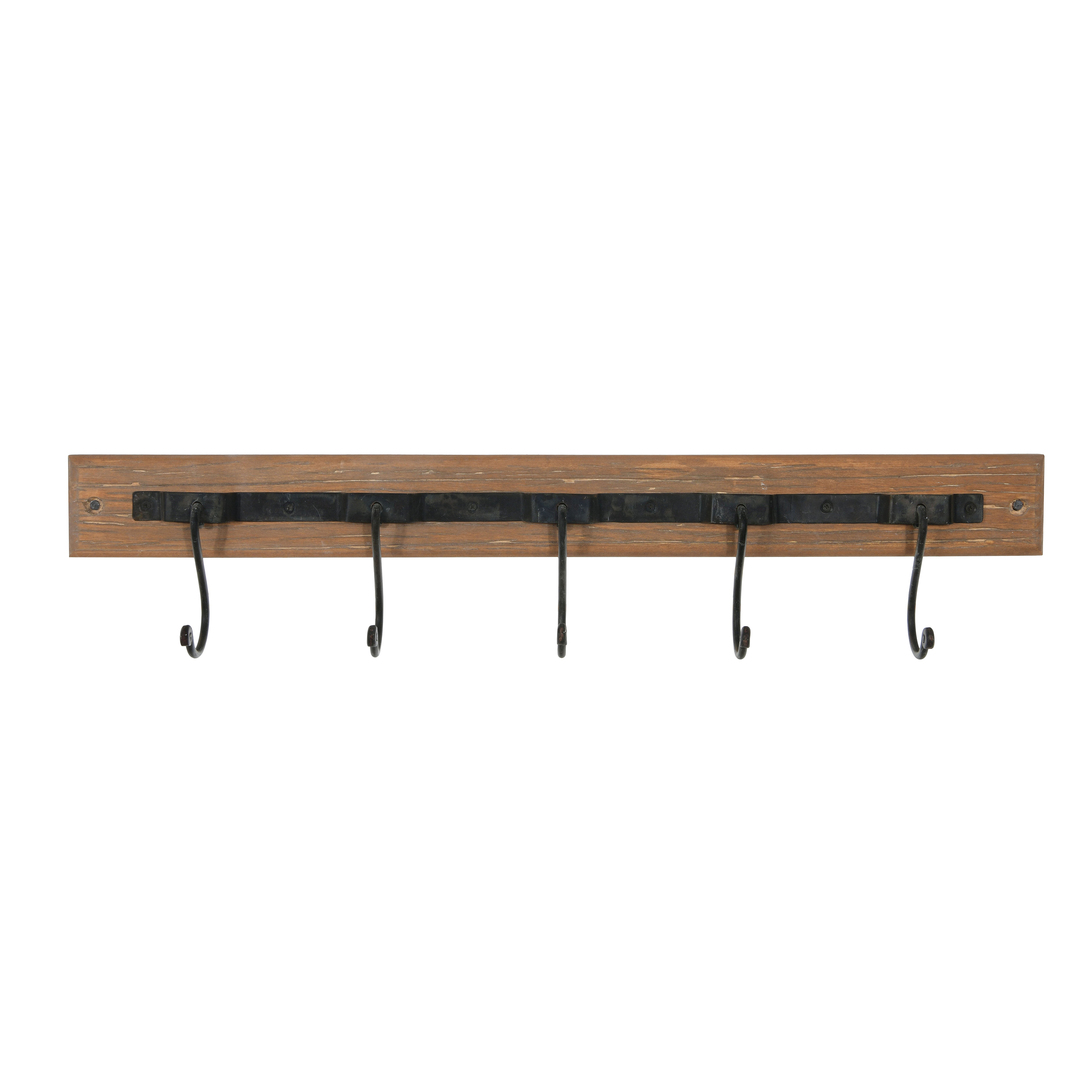 Wood and Metal Wall Hook with 5 Hooks - Creative Co-Op