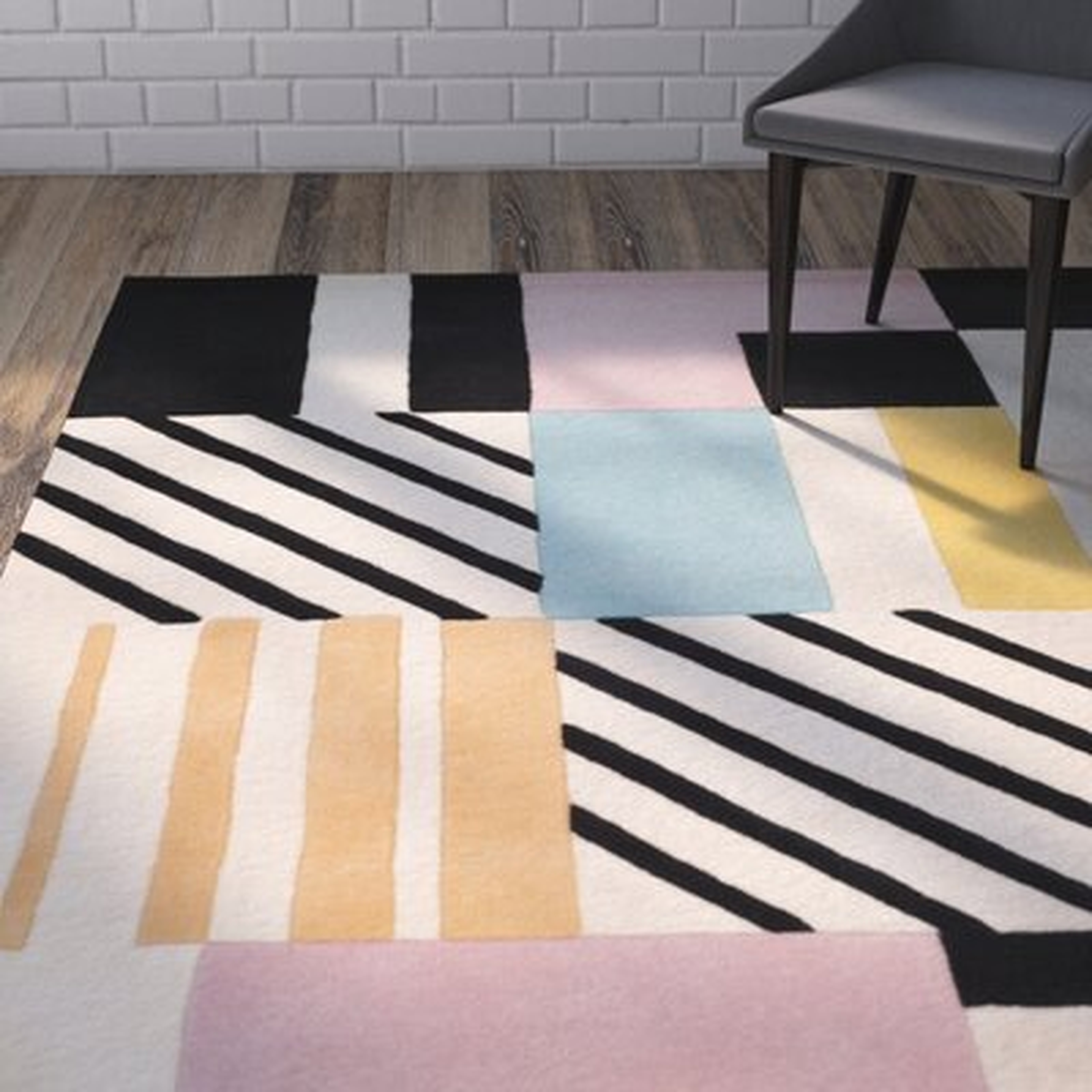 Caruso Hand-Tufted Wool Ivory/Black/Pink Area Rug - Wayfair
