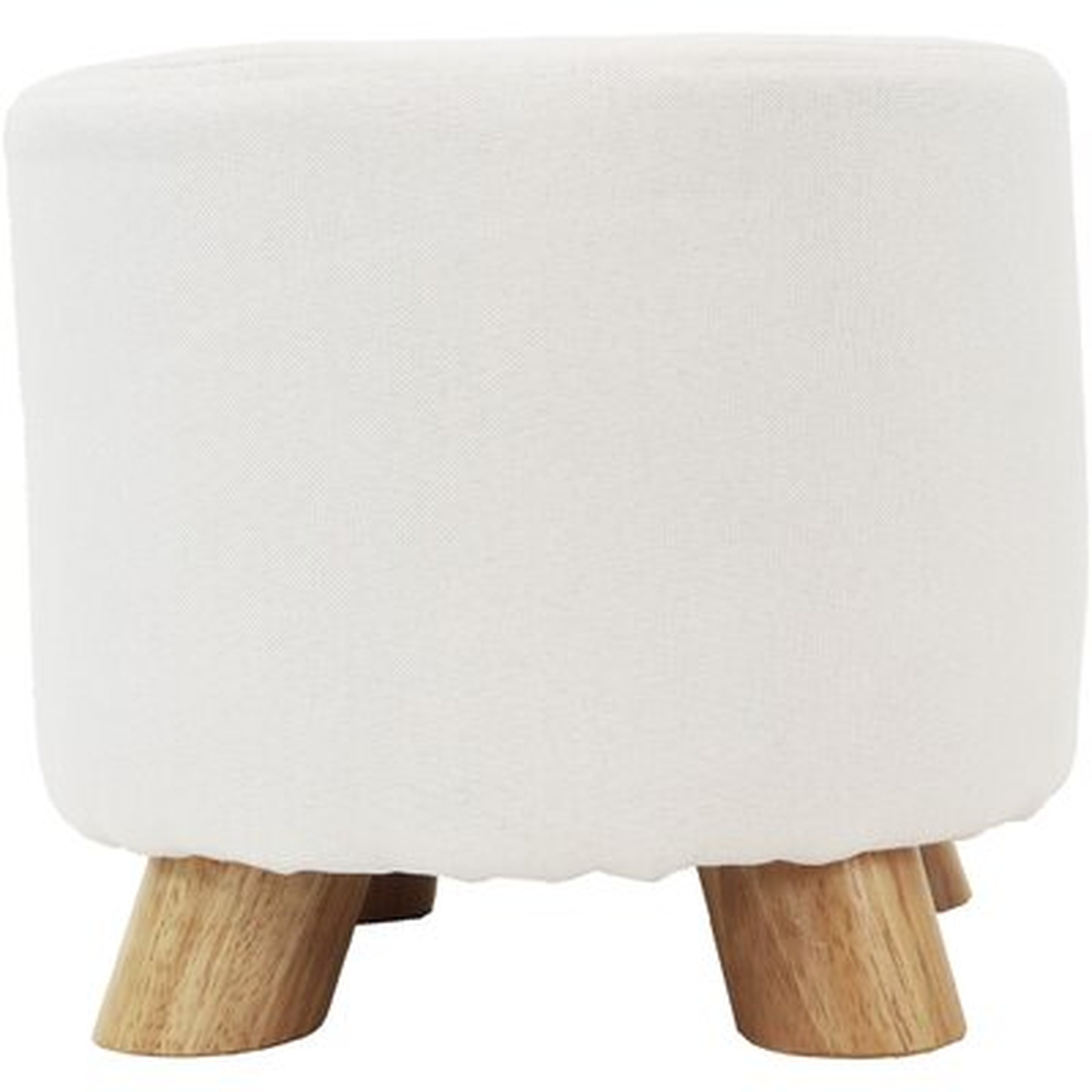 10-Inch White Upholstered Mini Foot Stool With Wooden Legs - Wayfair