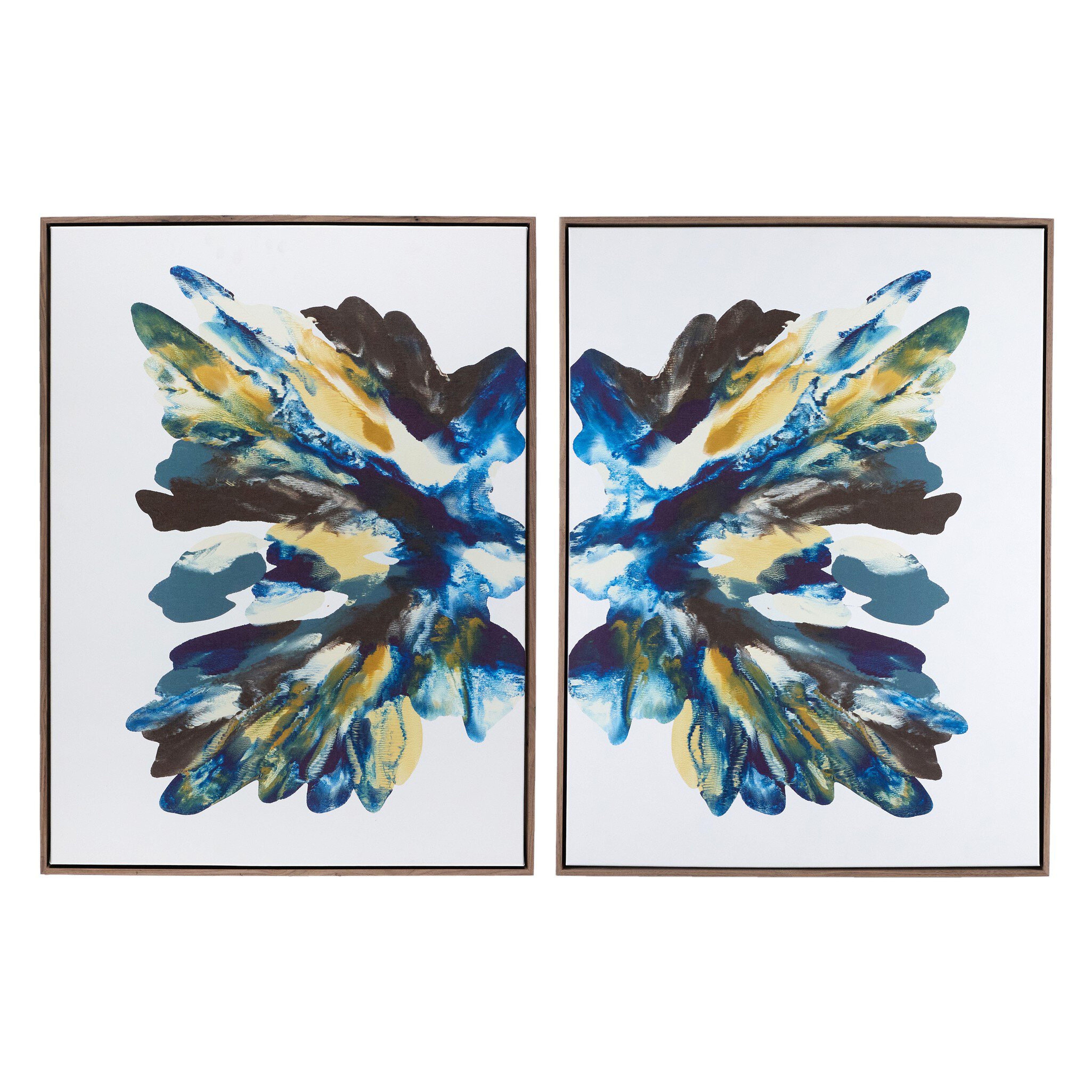 Rorschach Aura Diptych by Orfeo Quagliata - Rustic Walnut Floater - Four Hands
