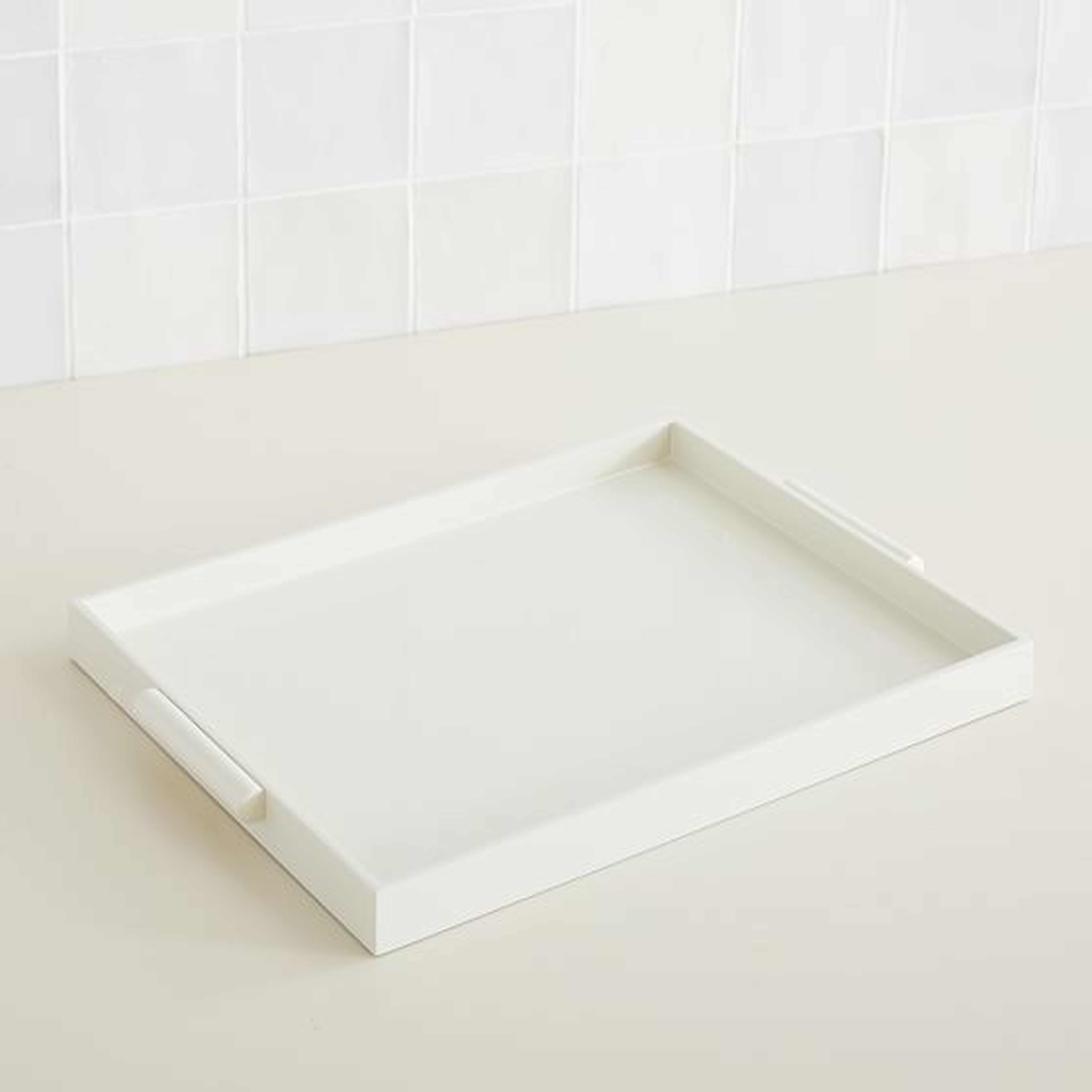Barrel Handle Trays Rectangle Tray, Oyster, MDF Composite, 14"x18" - West Elm