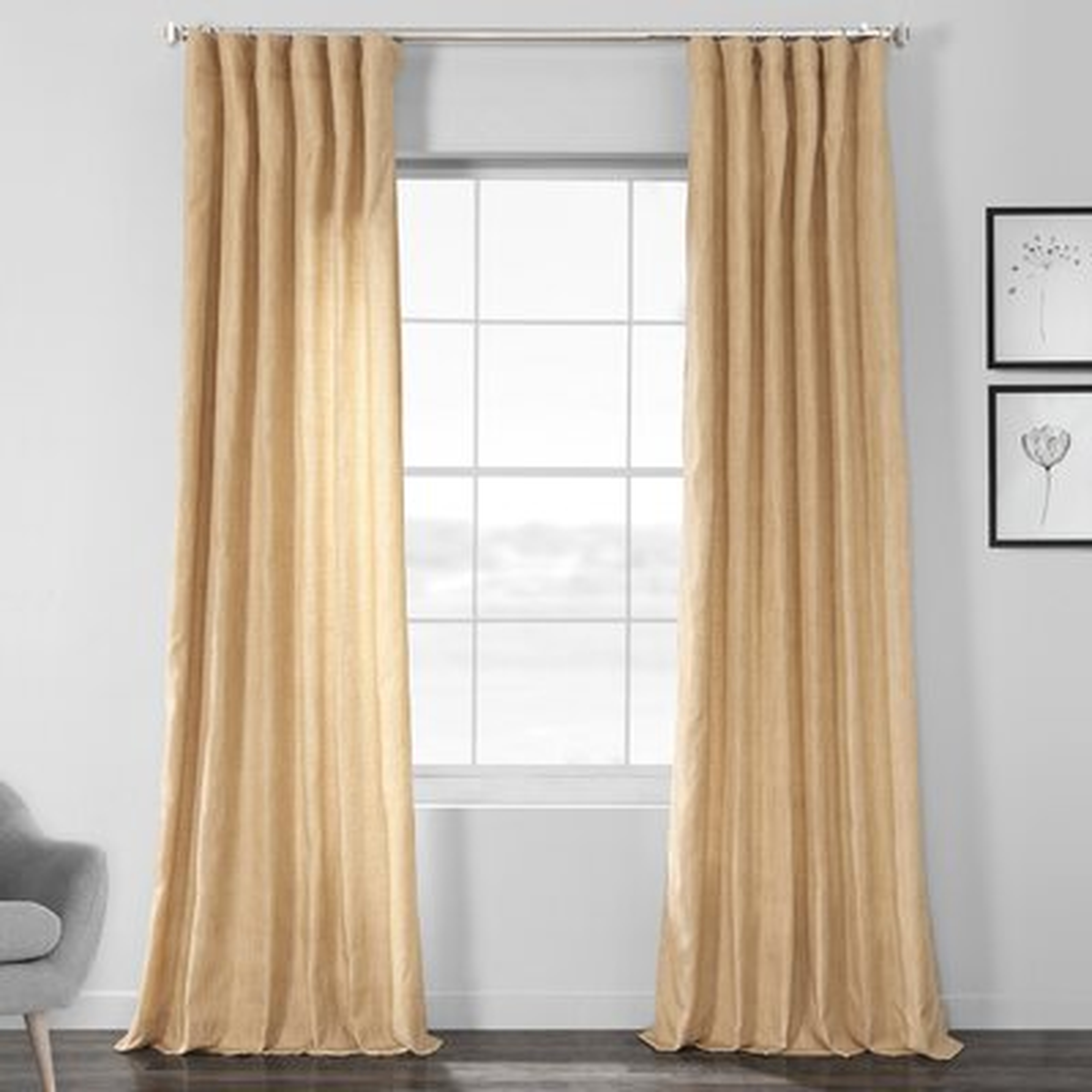 Designer Chambray Textured Solid Room Darkening Rod Pocket Single Curtain Panel - AllModern