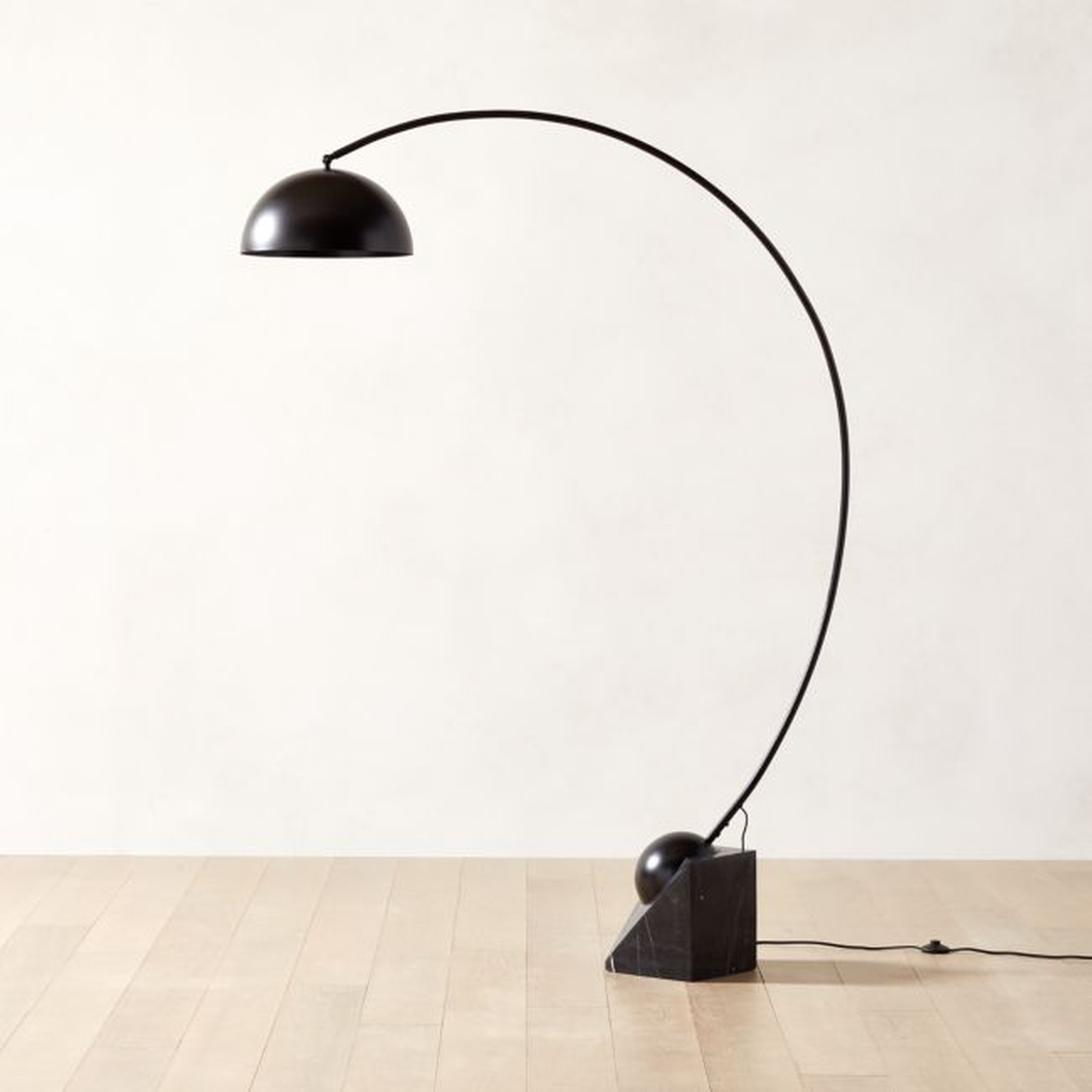 Venus Black Arc Floor Lamp with Marble Base - CB2