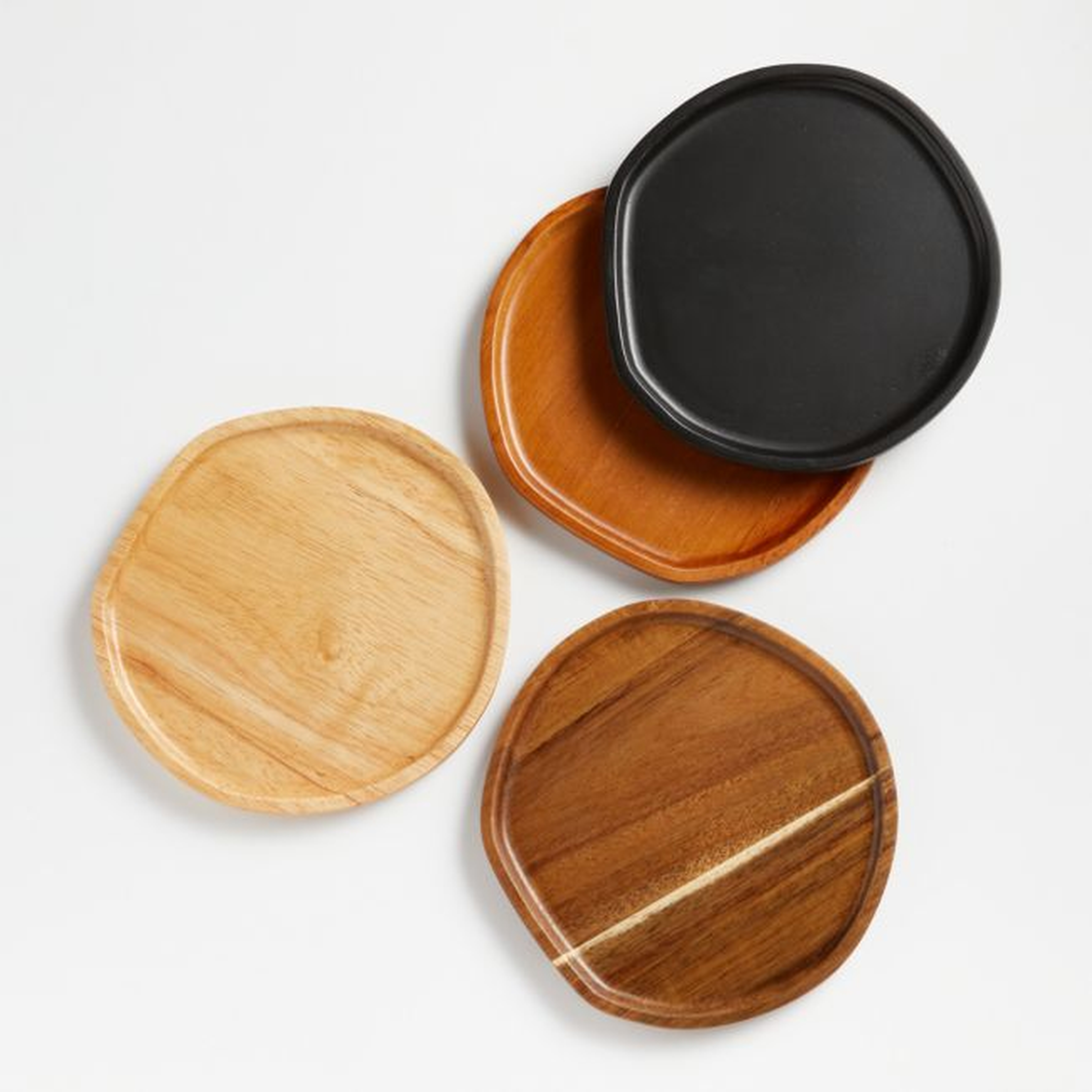 Byhring Mixed Wood Appetizer Plates, Set of 4 - Crate and Barrel