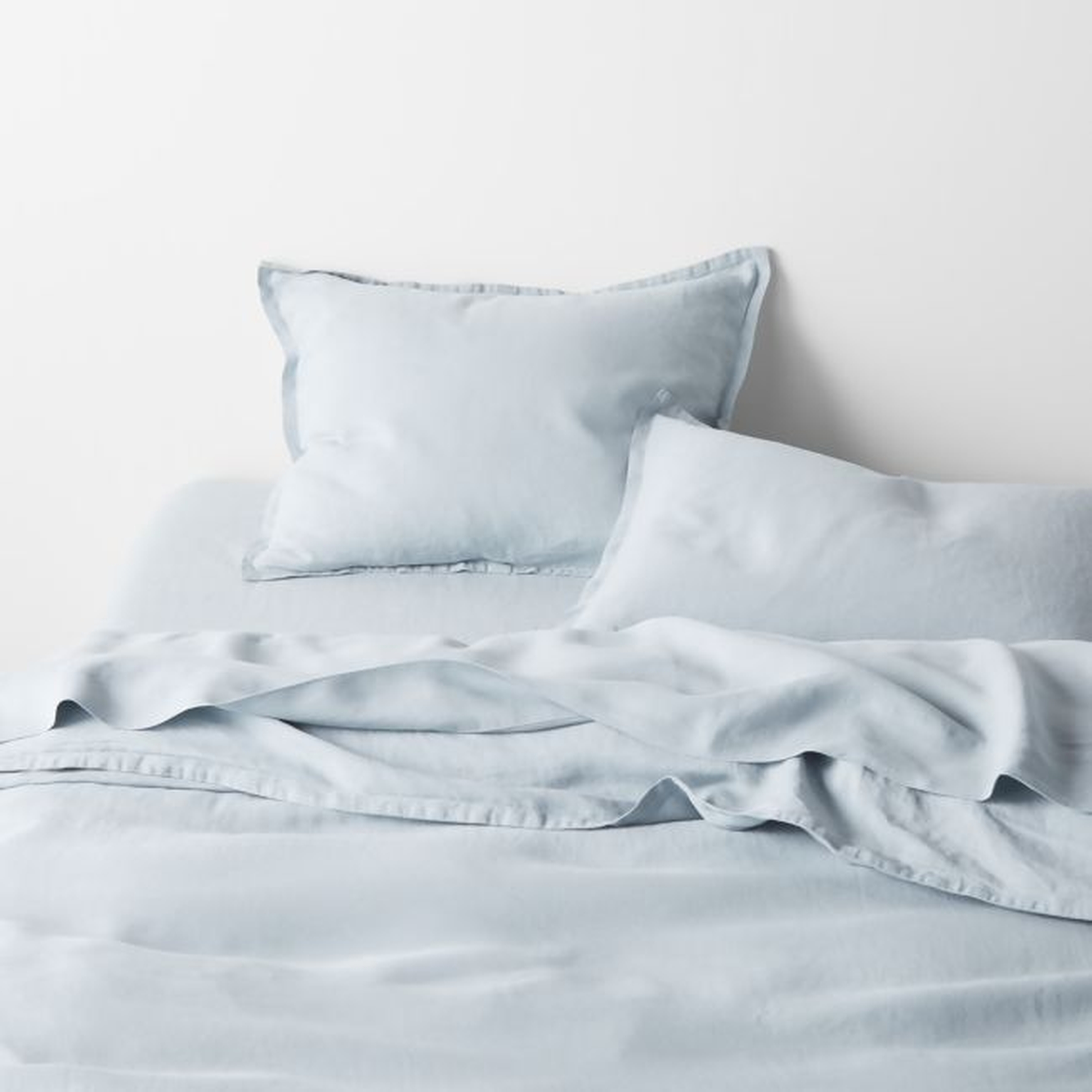 New Natural EUROPEAN FLAX ™-Certified Linen Mist Blue Full/Queen Duvet Cover - Crate and Barrel