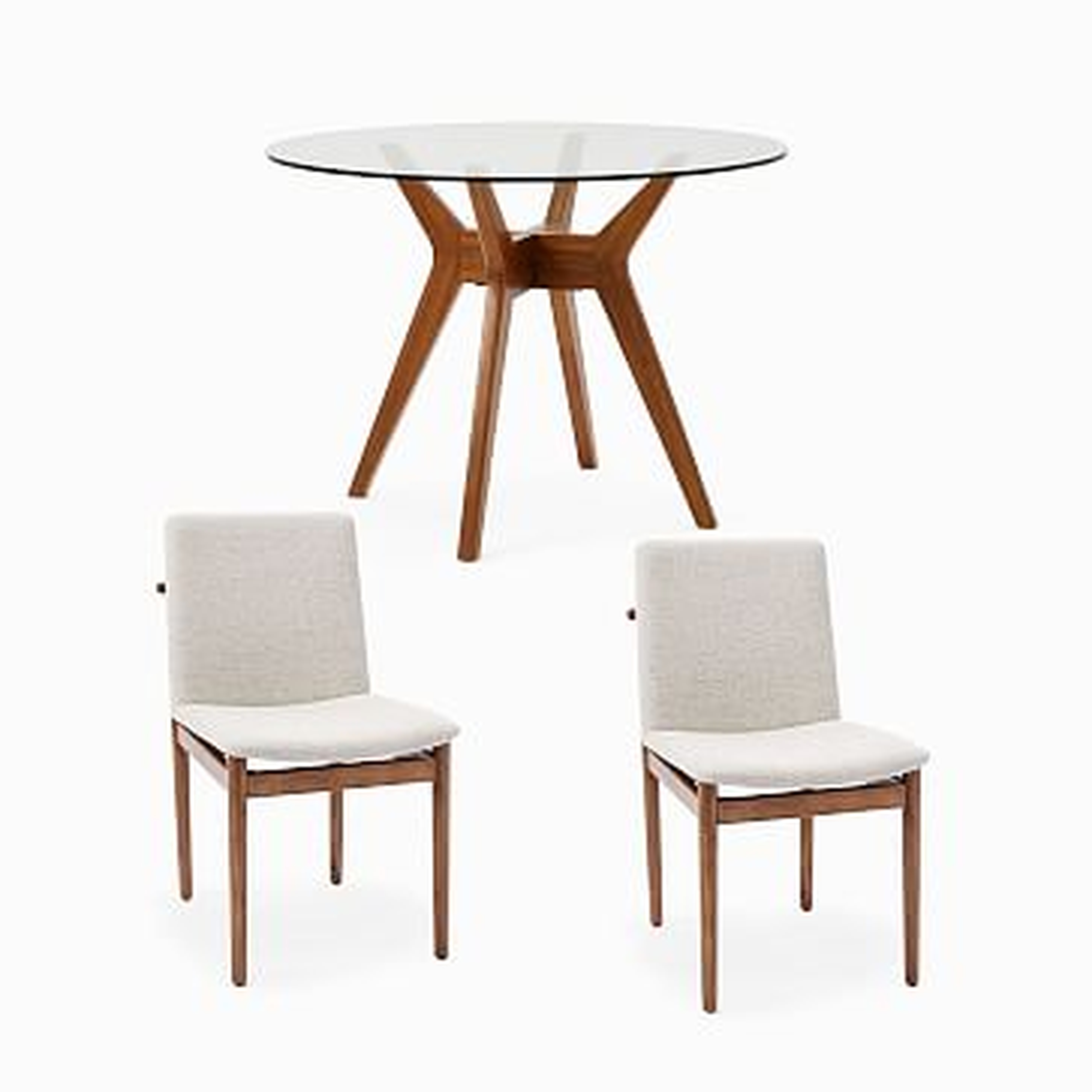 Jensen Round Dining Table & 2 Framework Upholstered Dining Chairs Set - West Elm