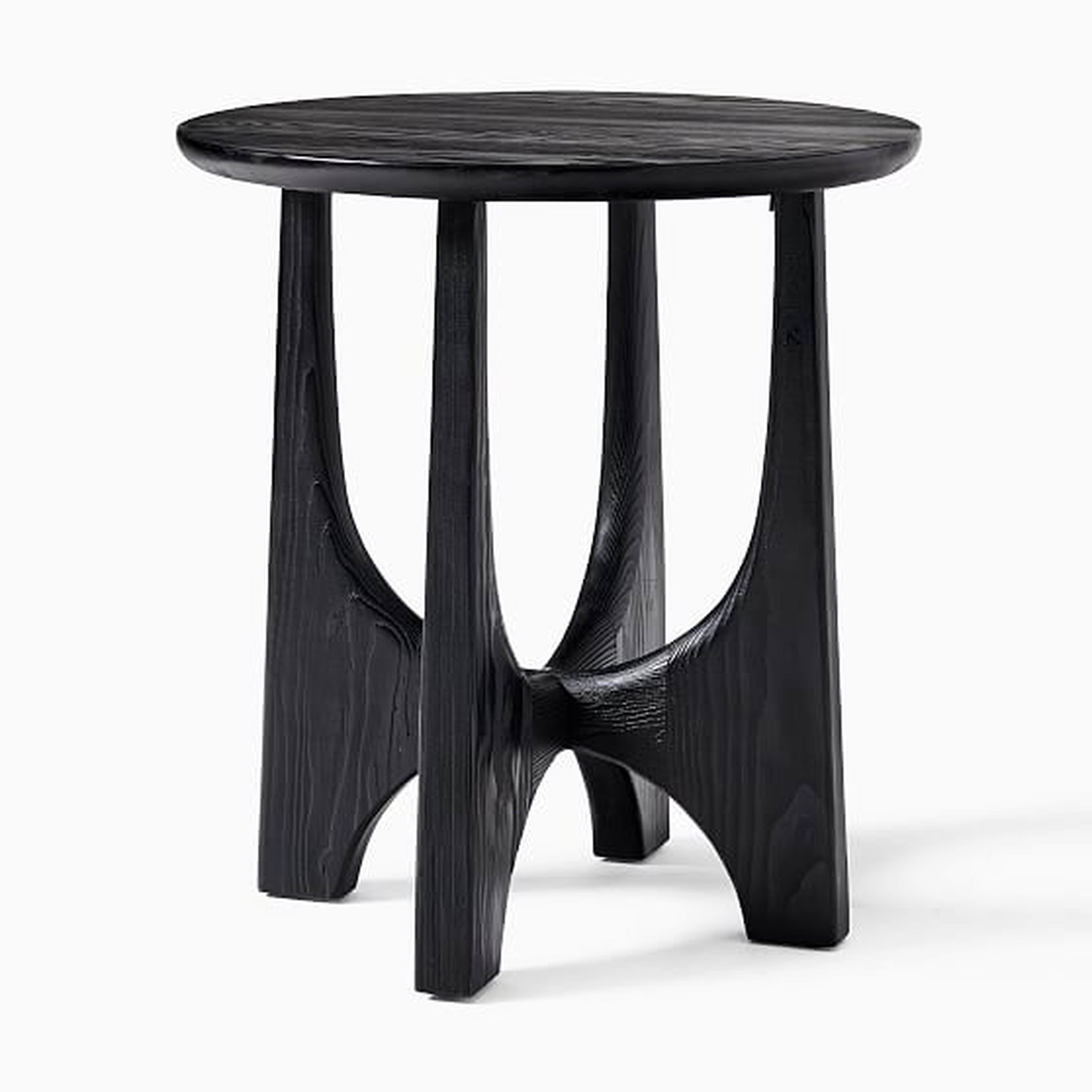 Tanner Solid Wood Round Hemlock Side Table, Black - West Elm