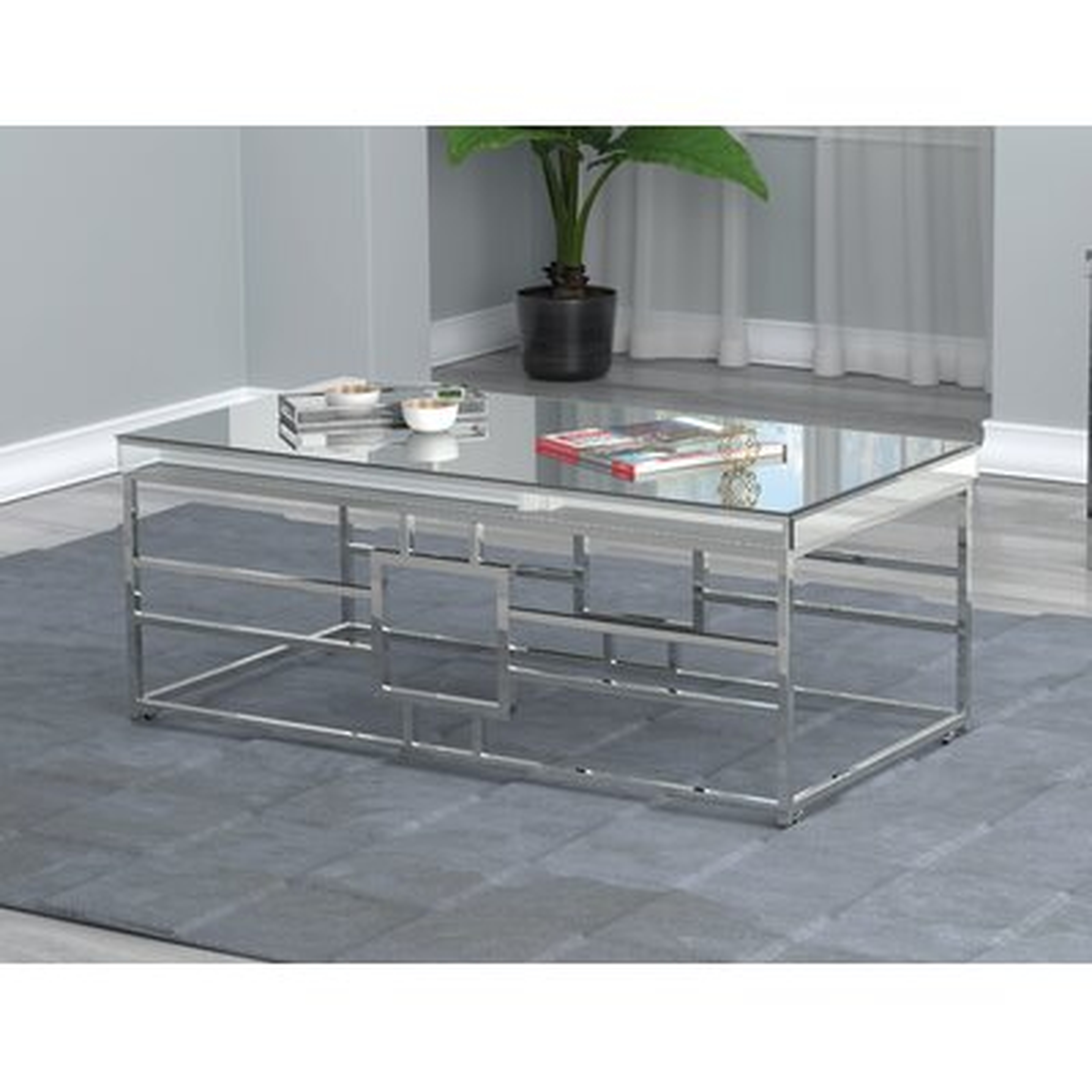 Rectangular Coffee Table With Casters Mirror And Chrome - Wayfair