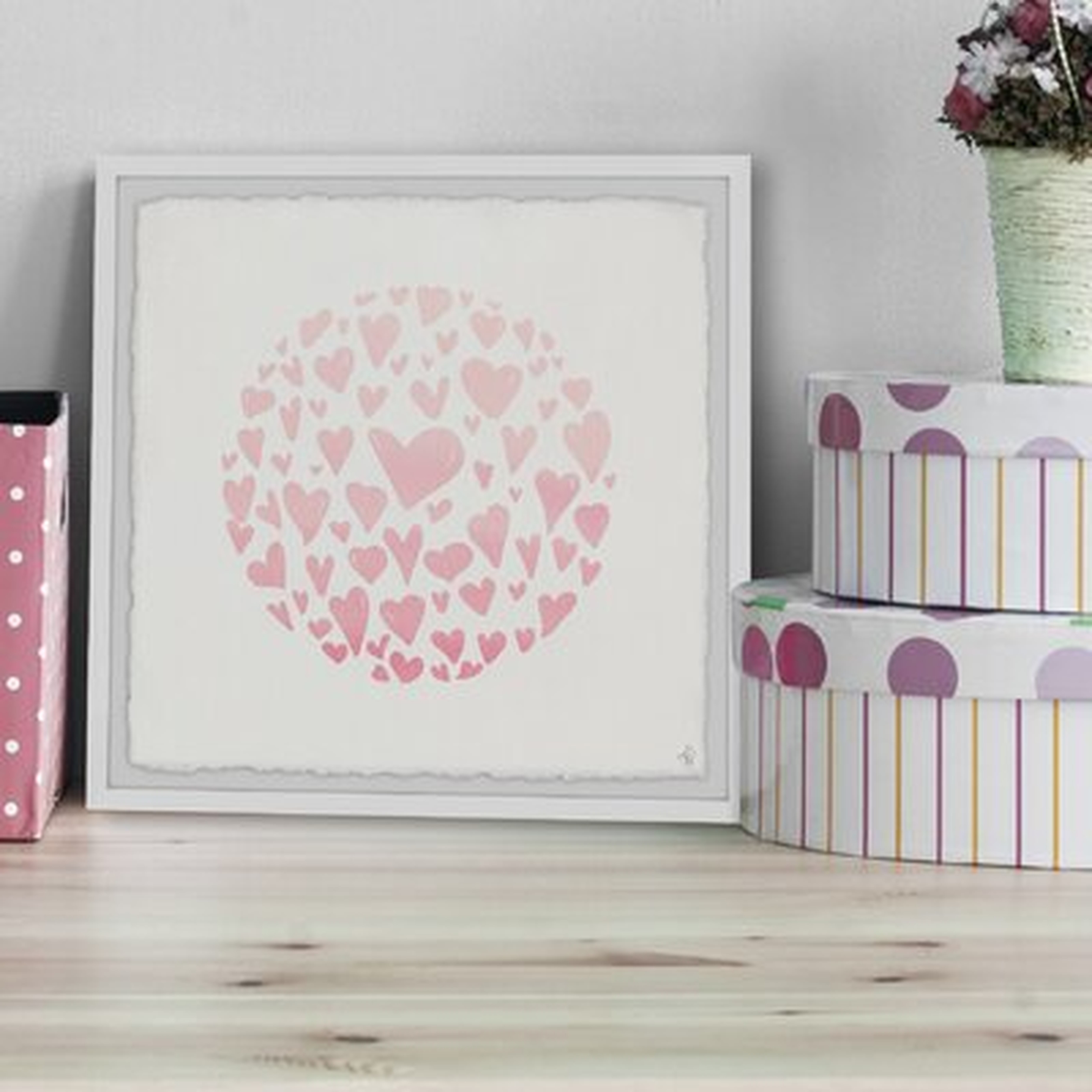 Knacker Pink Circle Hearts Framed Art - Wayfair