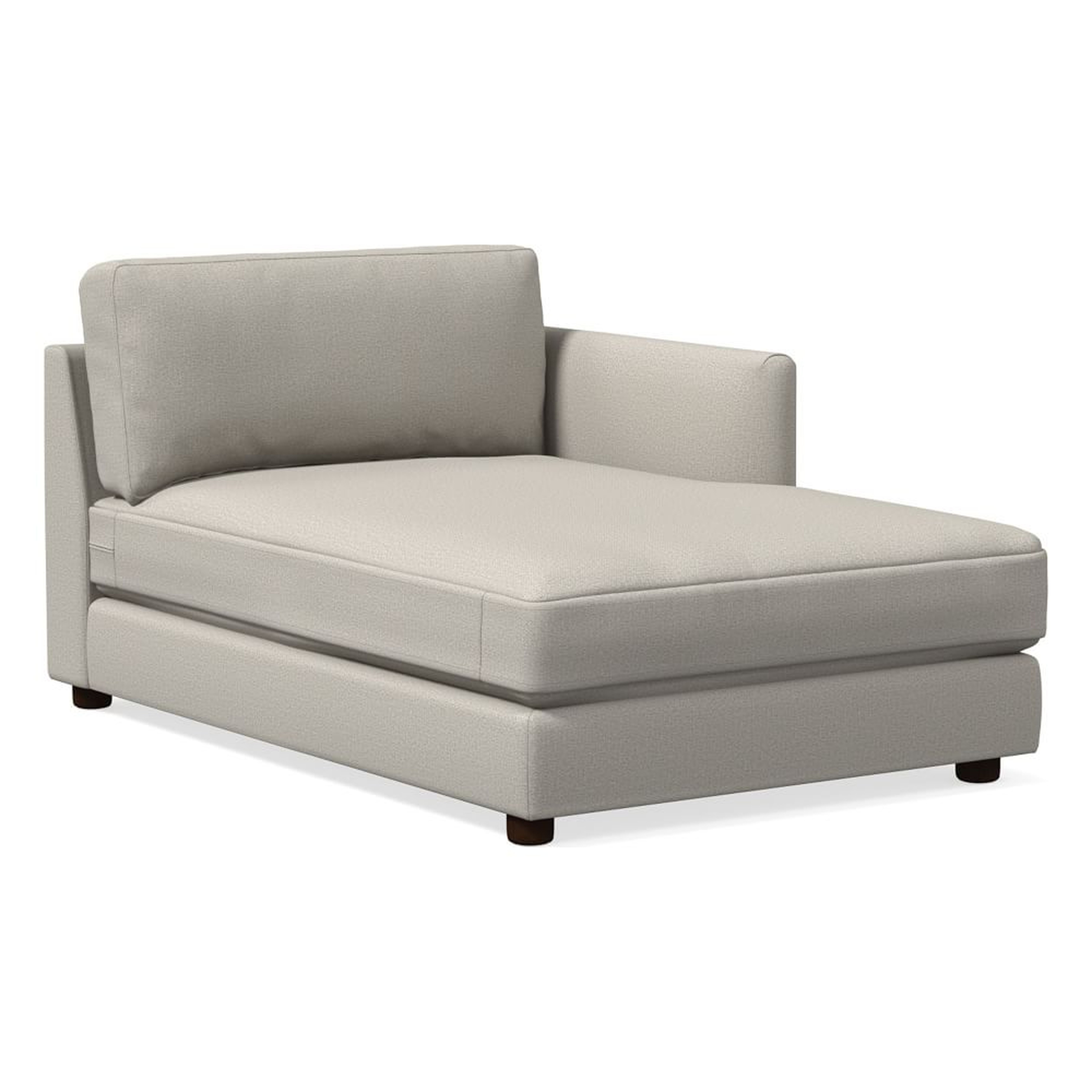 Haven Right Arm Chaise, Poly, Performance Basket Slub, Pearl Gray, Concealed Supports - West Elm