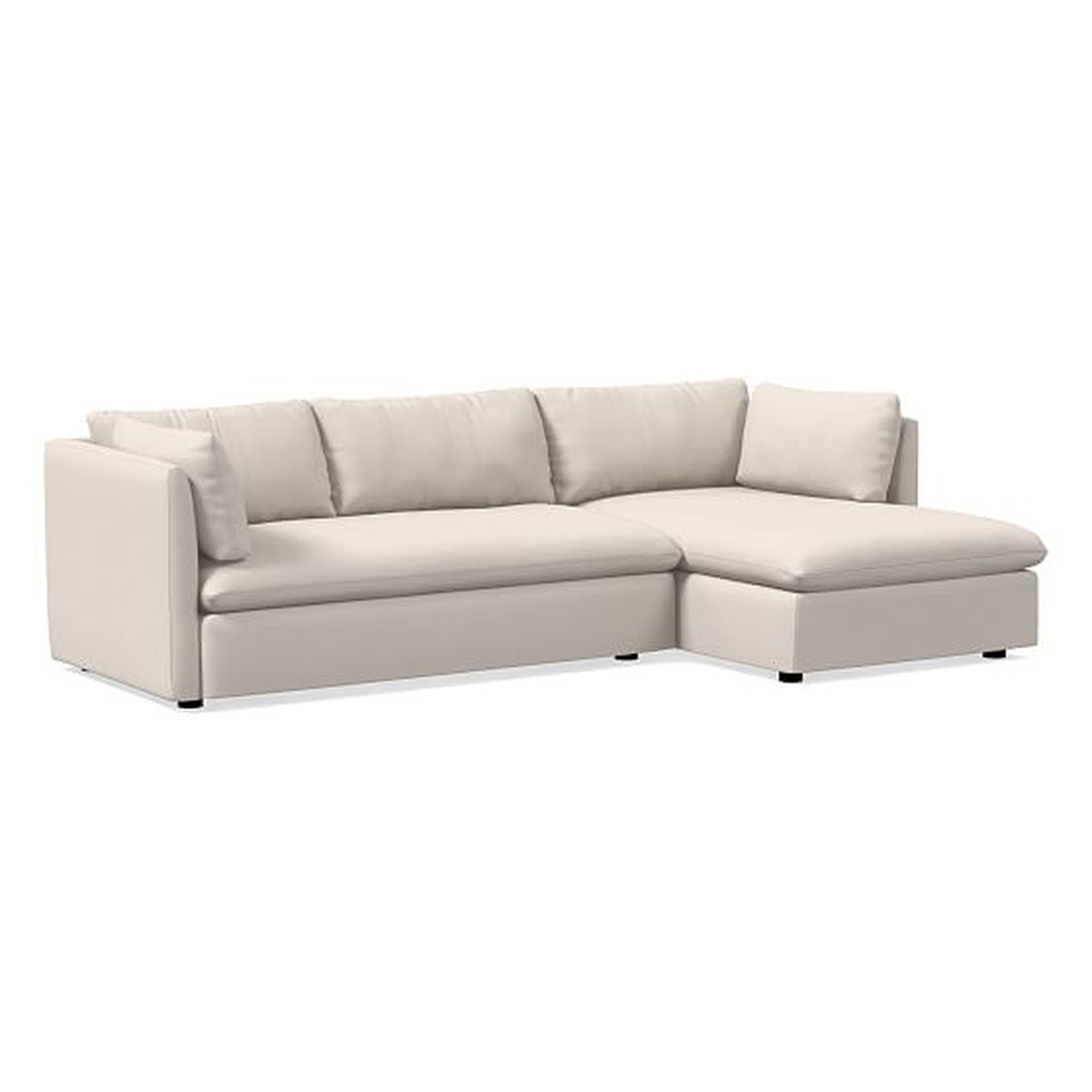 Shelter 2-Seat Right Arm 2-Piece Chaise Sectional, Classic Cotton, Opal, Concealed Support - West Elm