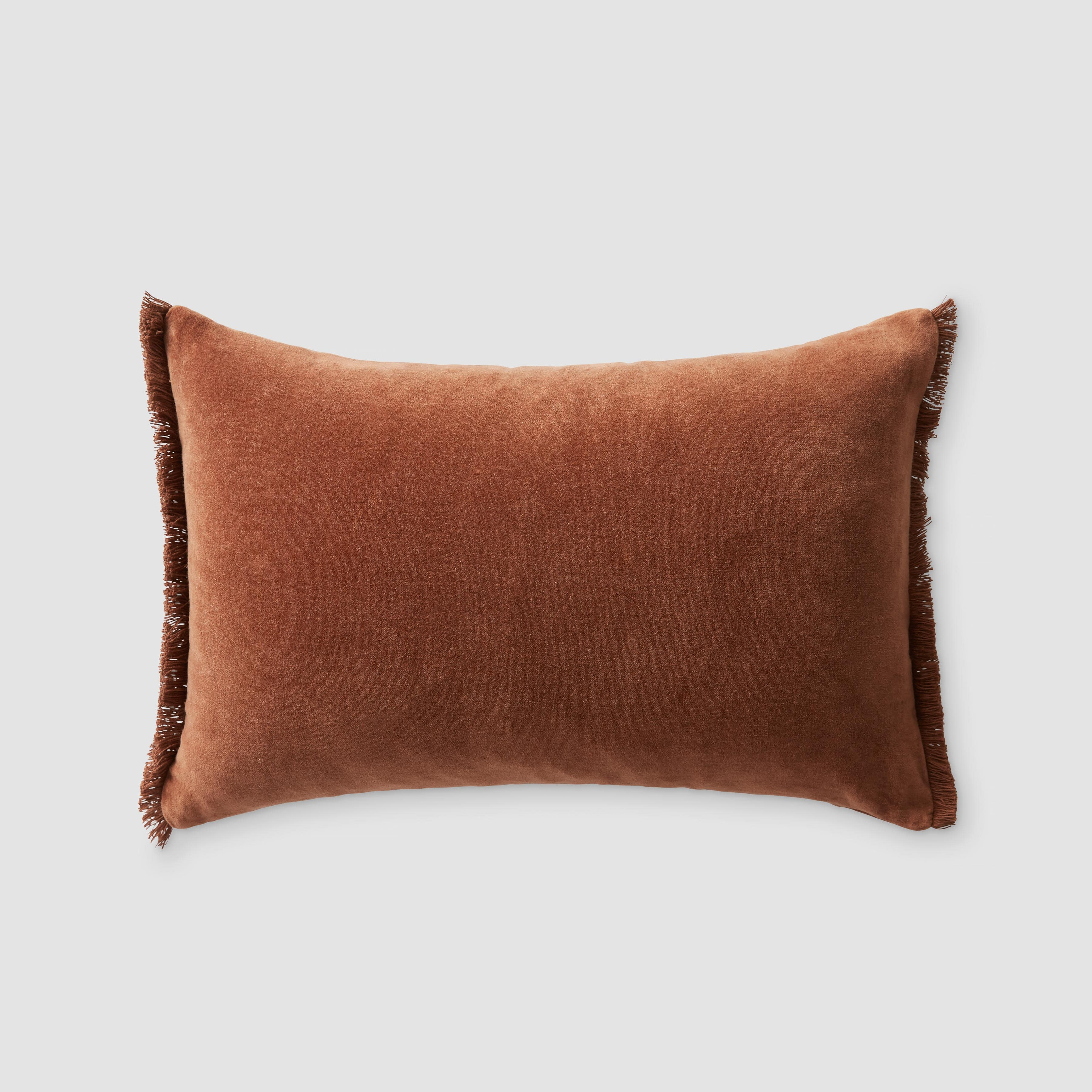 The Citizenry Naveta Velvet | Small Lumbar Pillow | 12" x 20" | Blue - The Citizenry
