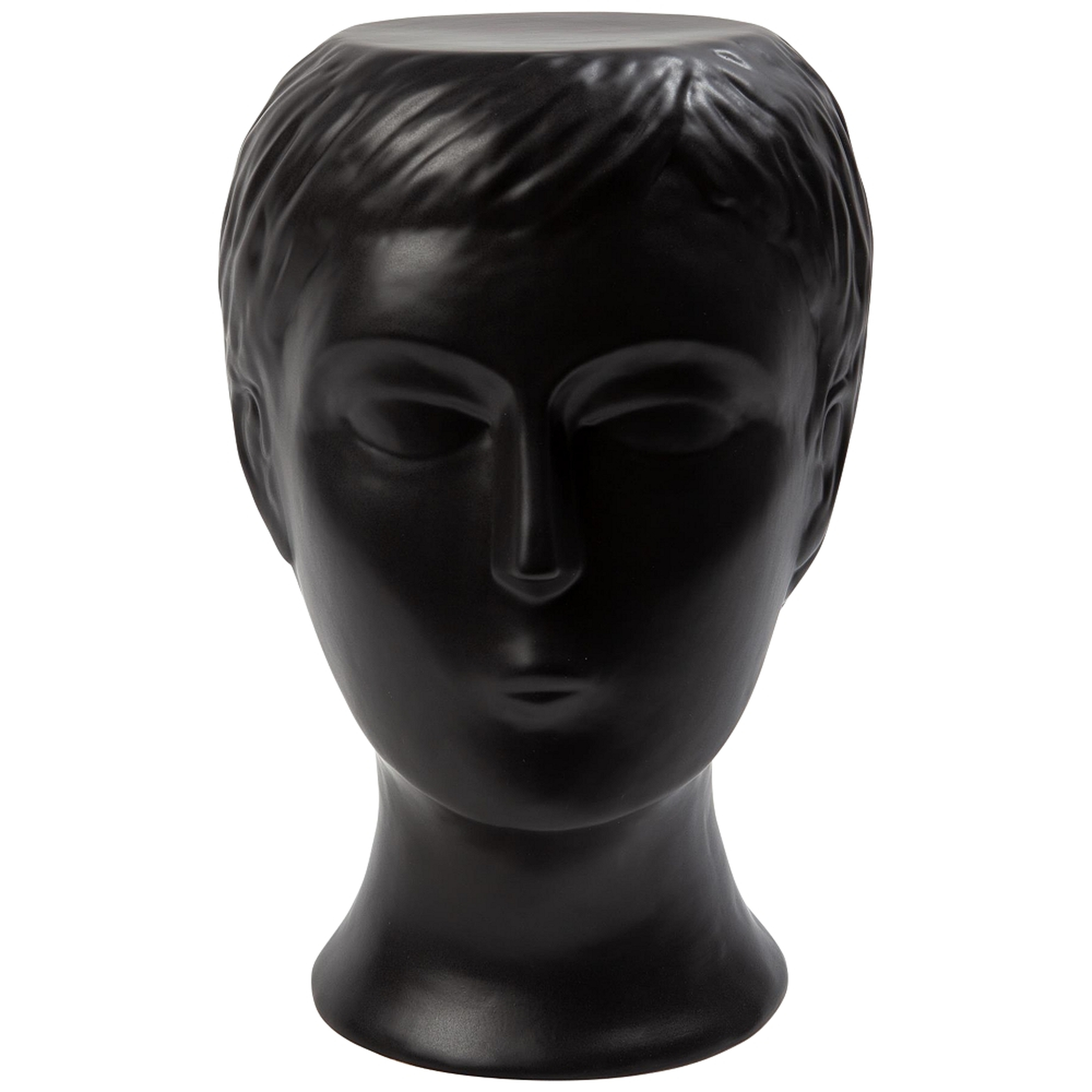 Global Views Bijorn Matte Black Ceramic Outdoor Accent Stool - Style # 80X86 - Lamps Plus