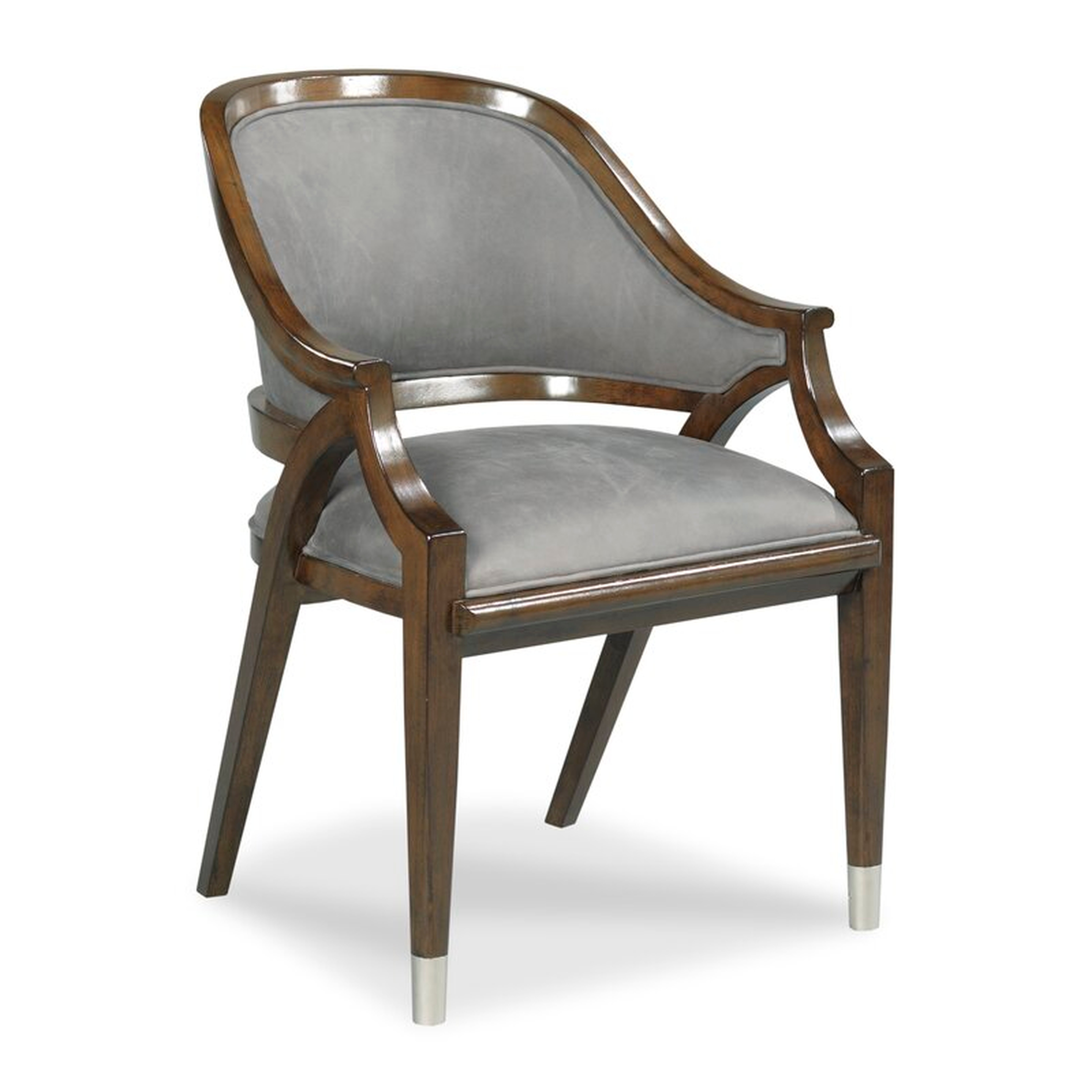 Woodbridge Furniture Belmont Leather Upholstered Arm Chair in Gray - Perigold