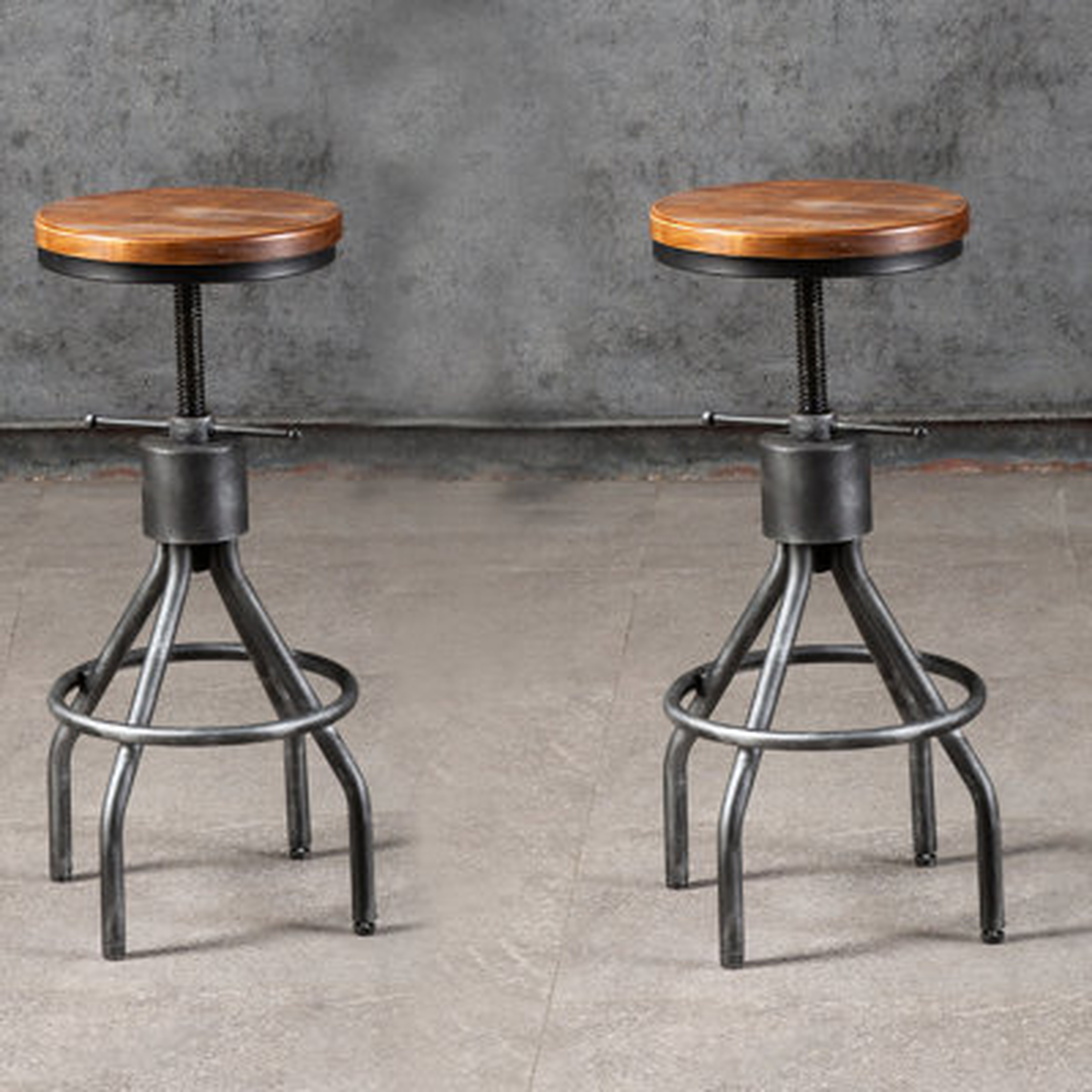 Swivel Solid Wood Adjustable Height Bar Stool - Wayfair