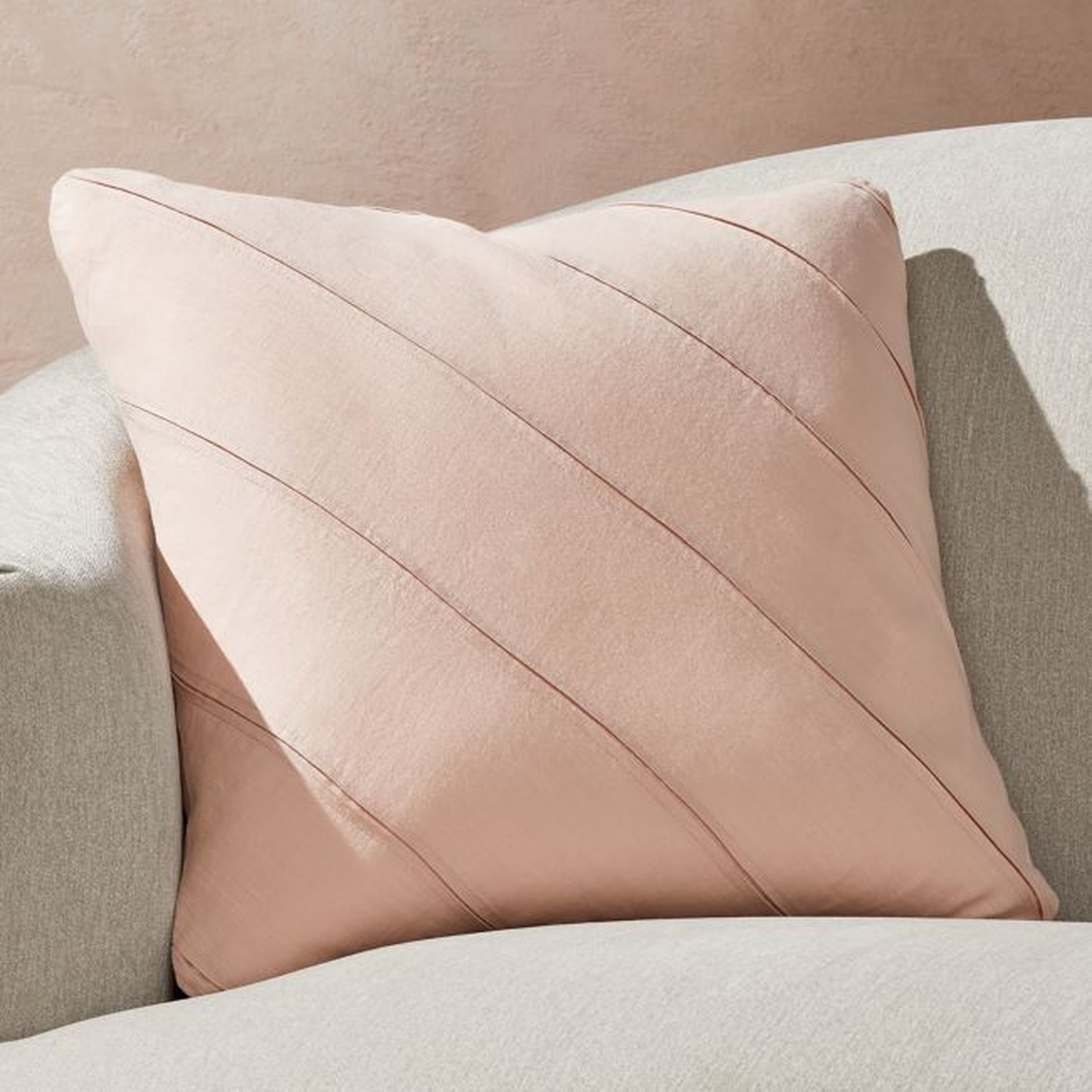 Theta Blush Linen Pillow with Down-Alternative Insert 20" - Crate and Barrel