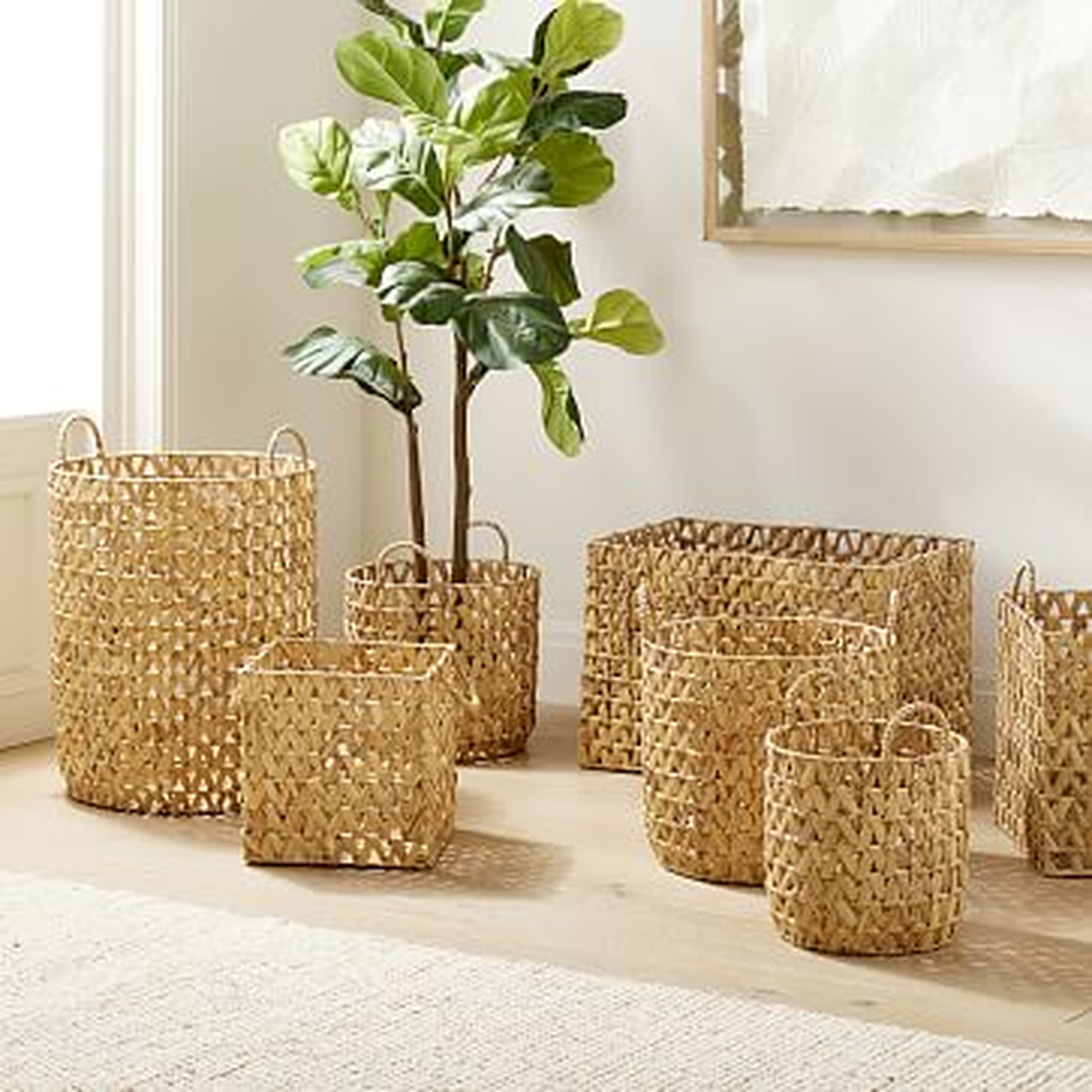 Open Weave Zigzag Baskets, Set of 4, Small, Medium, Large, Hamper - West Elm