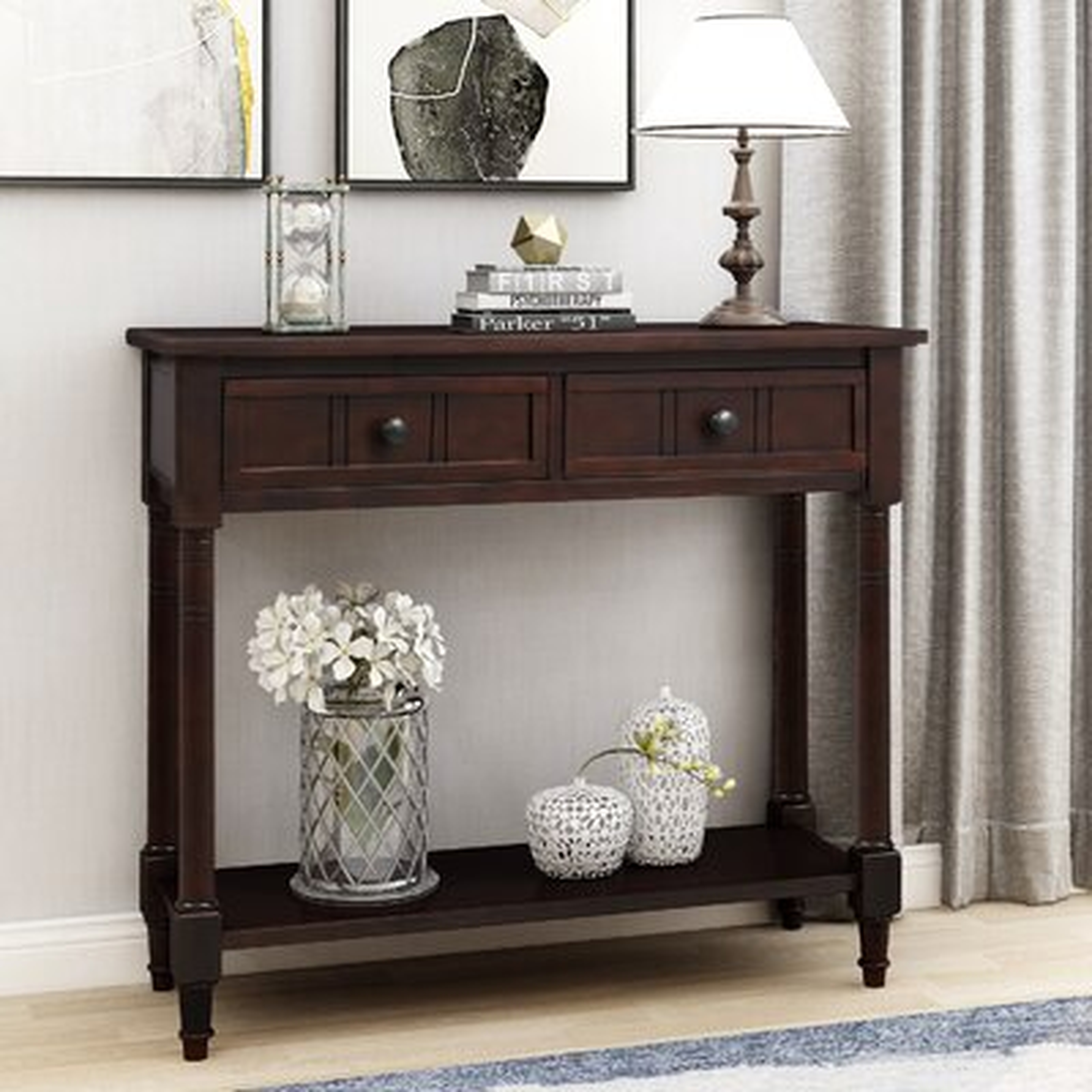 Console Table Traditional Design With Two Drawers And Bottom Shelf - Wayfair