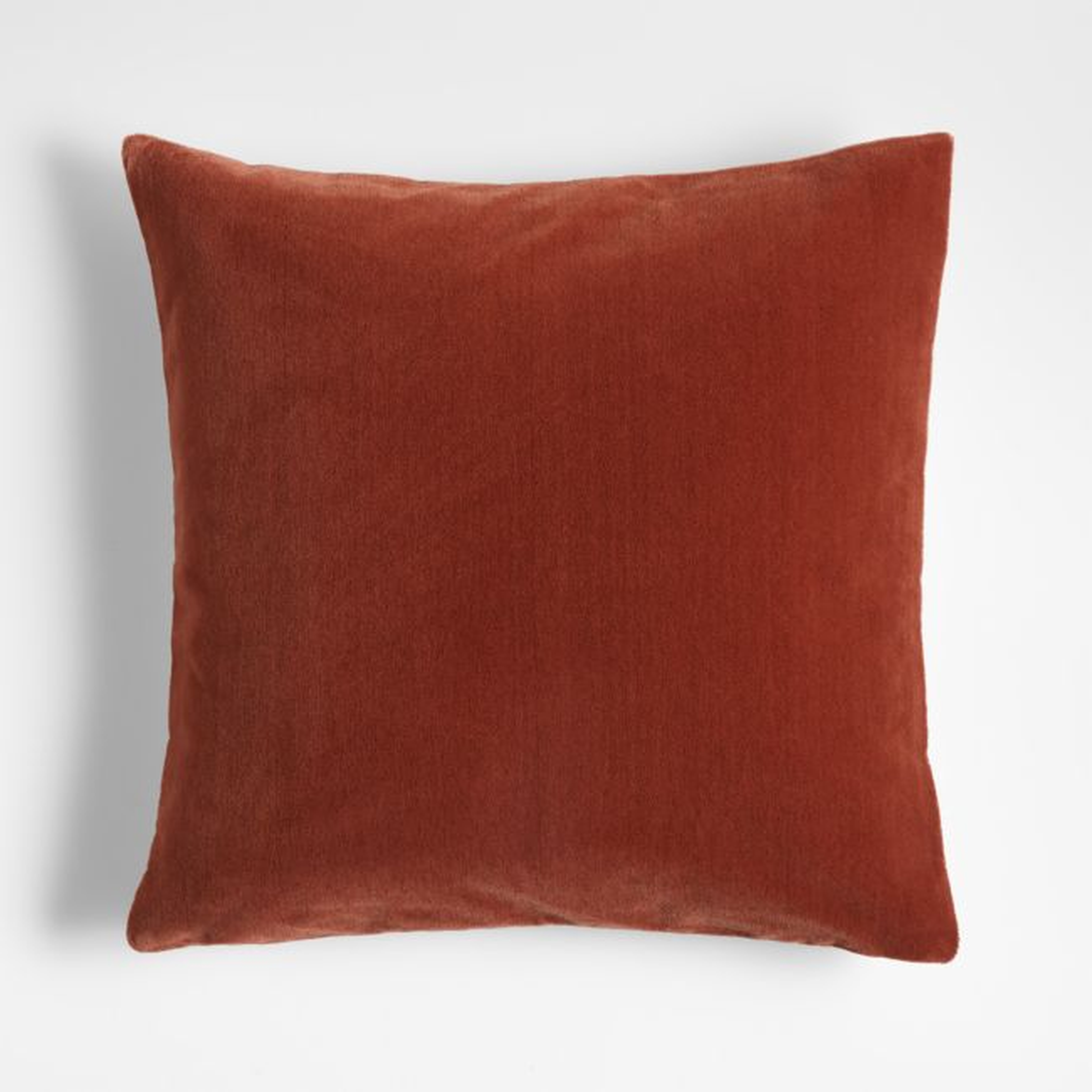 Terracotta 20"x20" Faux Mohair Throw Pillow with Feather Insert - Crate and Barrel