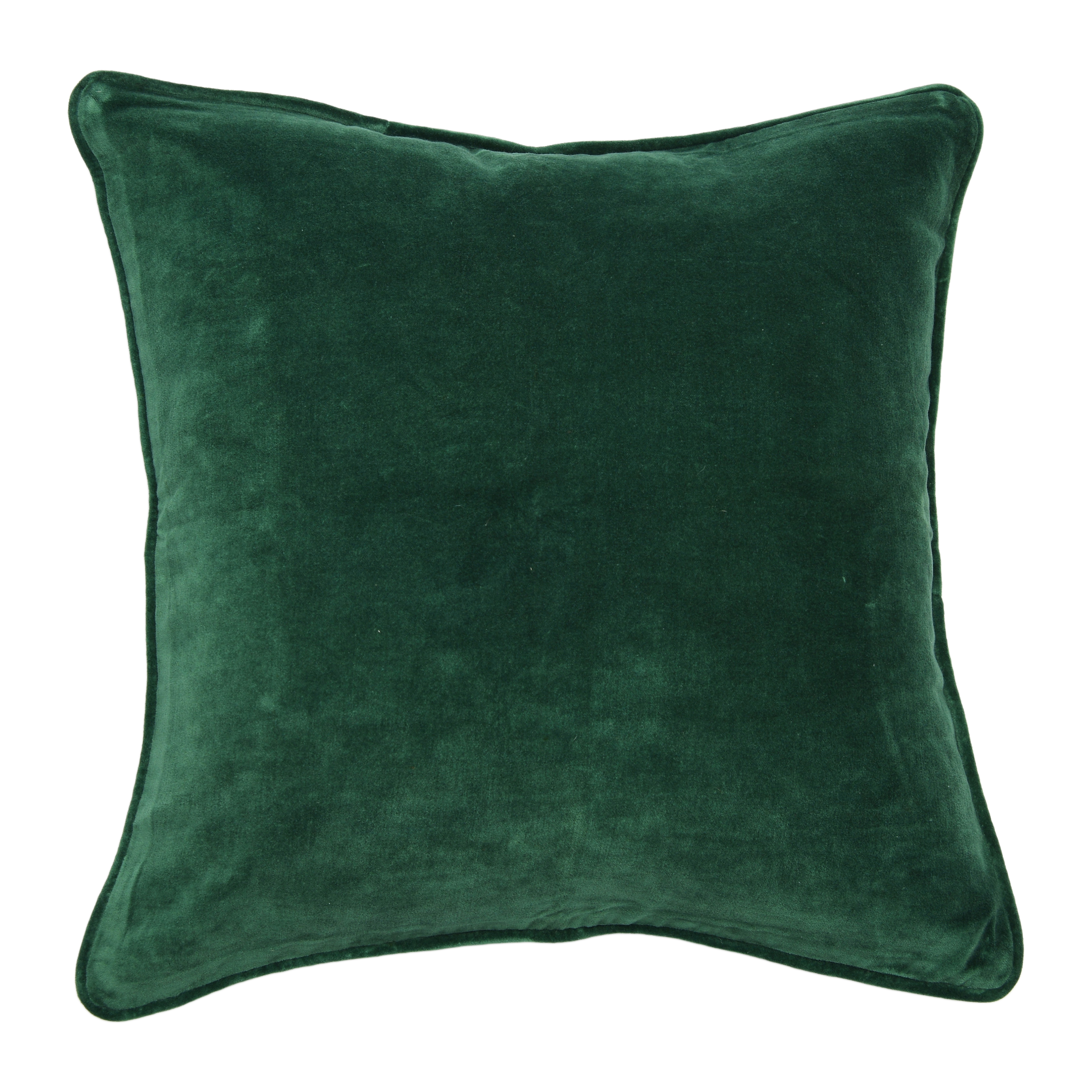 Square Velvet Pillow Cover with Piping, Green - Creative Co-Op