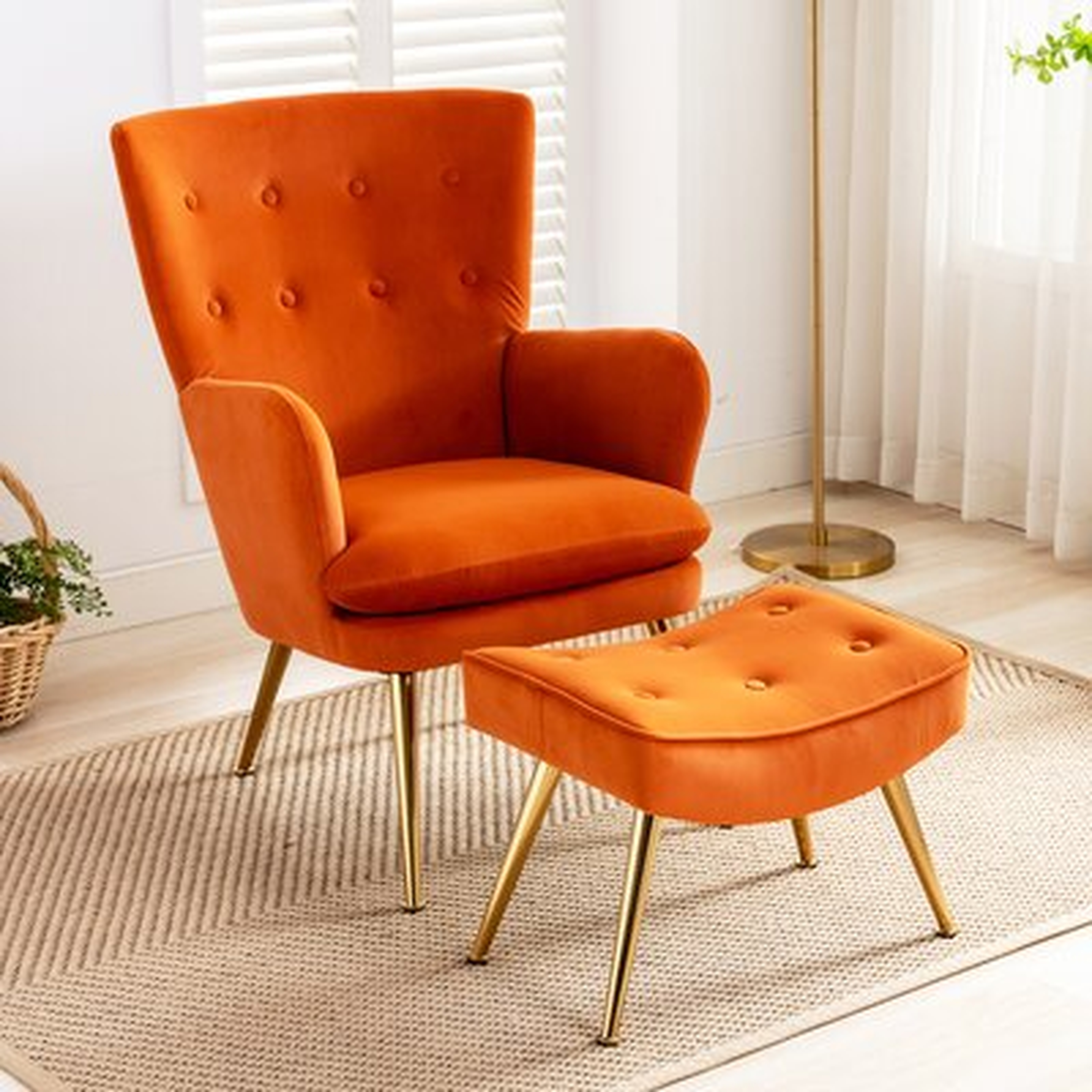 27.1'' Wide Tufted Velvet Lounge Chair And Ottoman - Wayfair