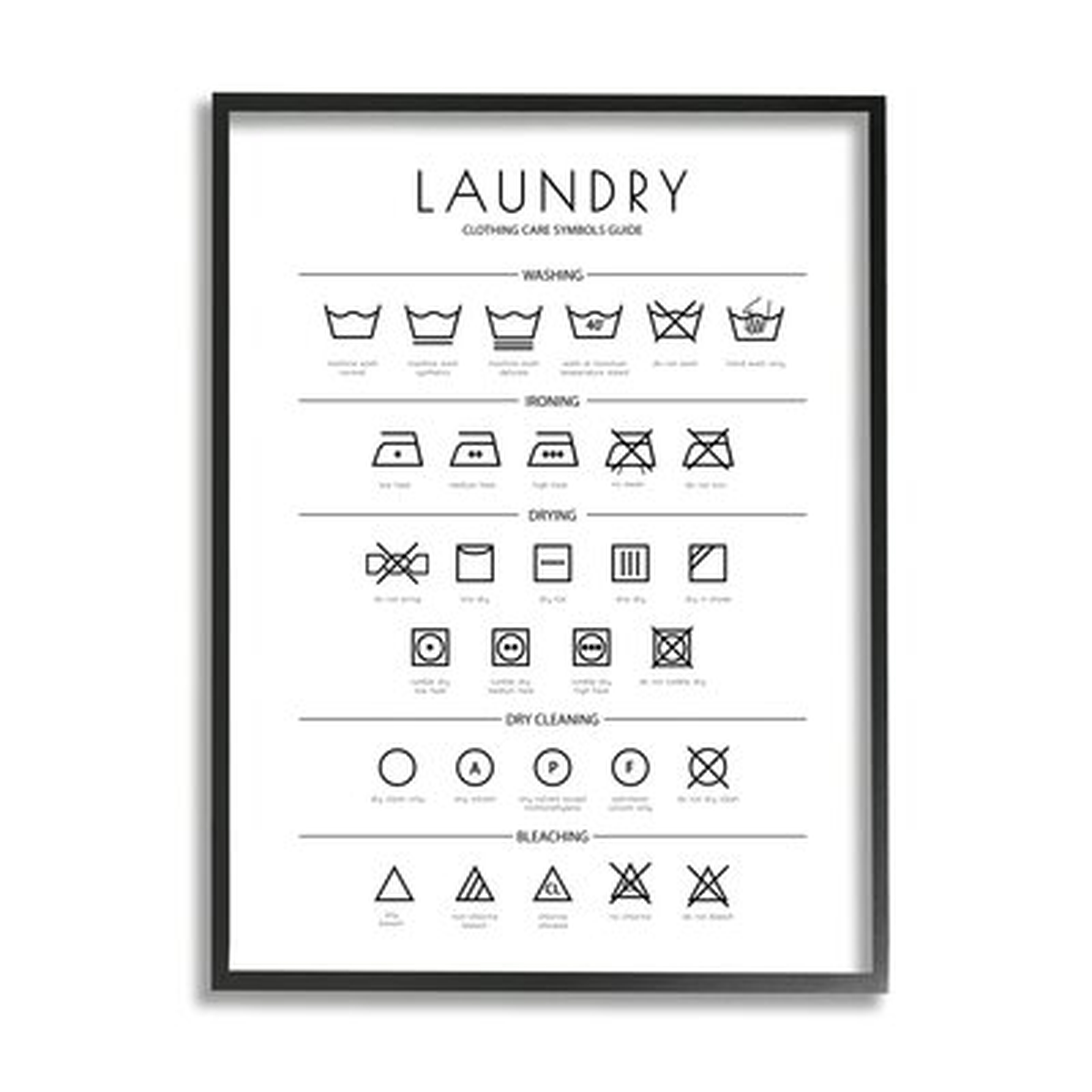 Laundry Cleaning Symbols Minimal Design by Martina Pavlova - Textual Art Print - Wayfair
