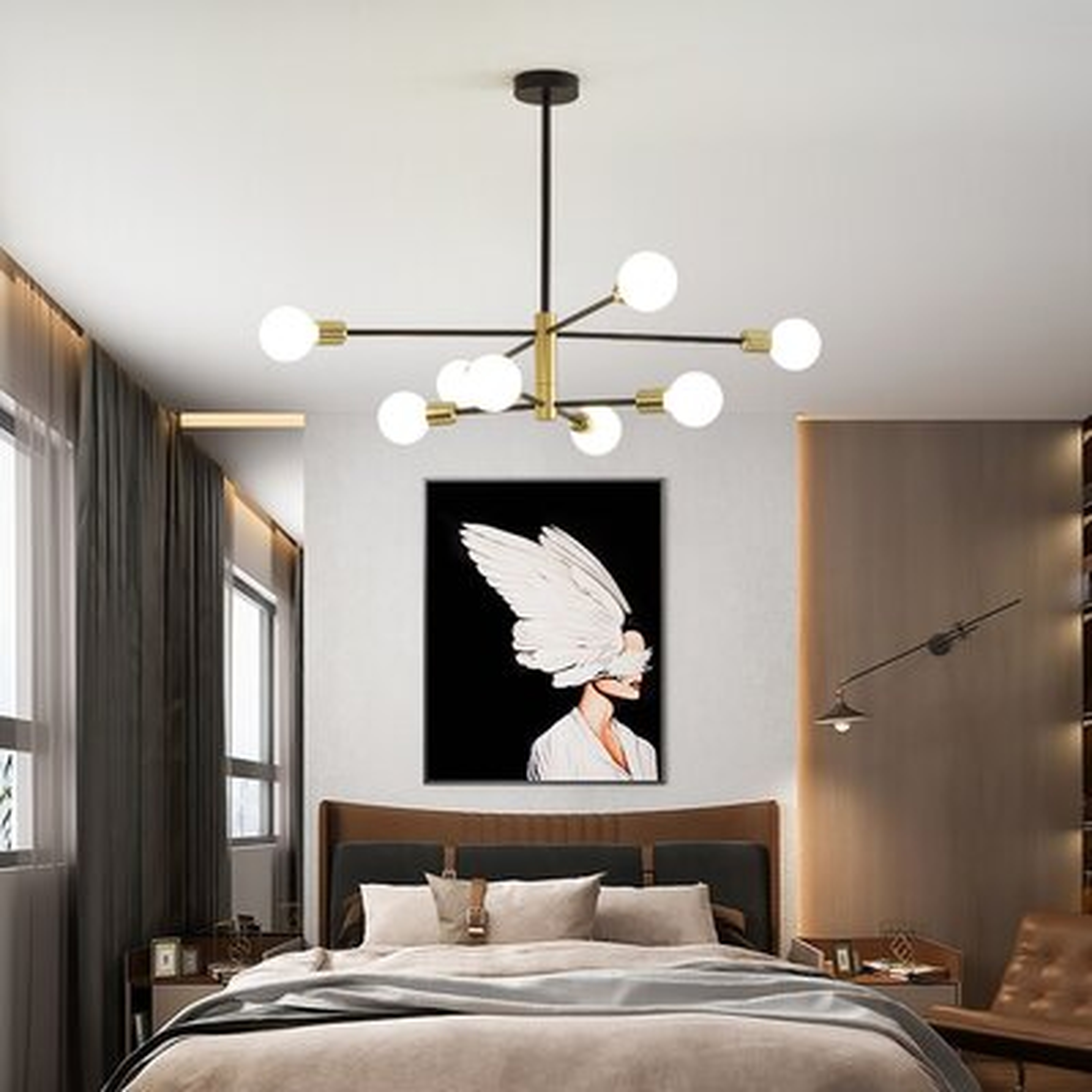 Mid Century Light Fixture Sputnik Chandeliers Modern Ceiling Light Fixture 8 Light Black And Gold Chandelier - Wayfair