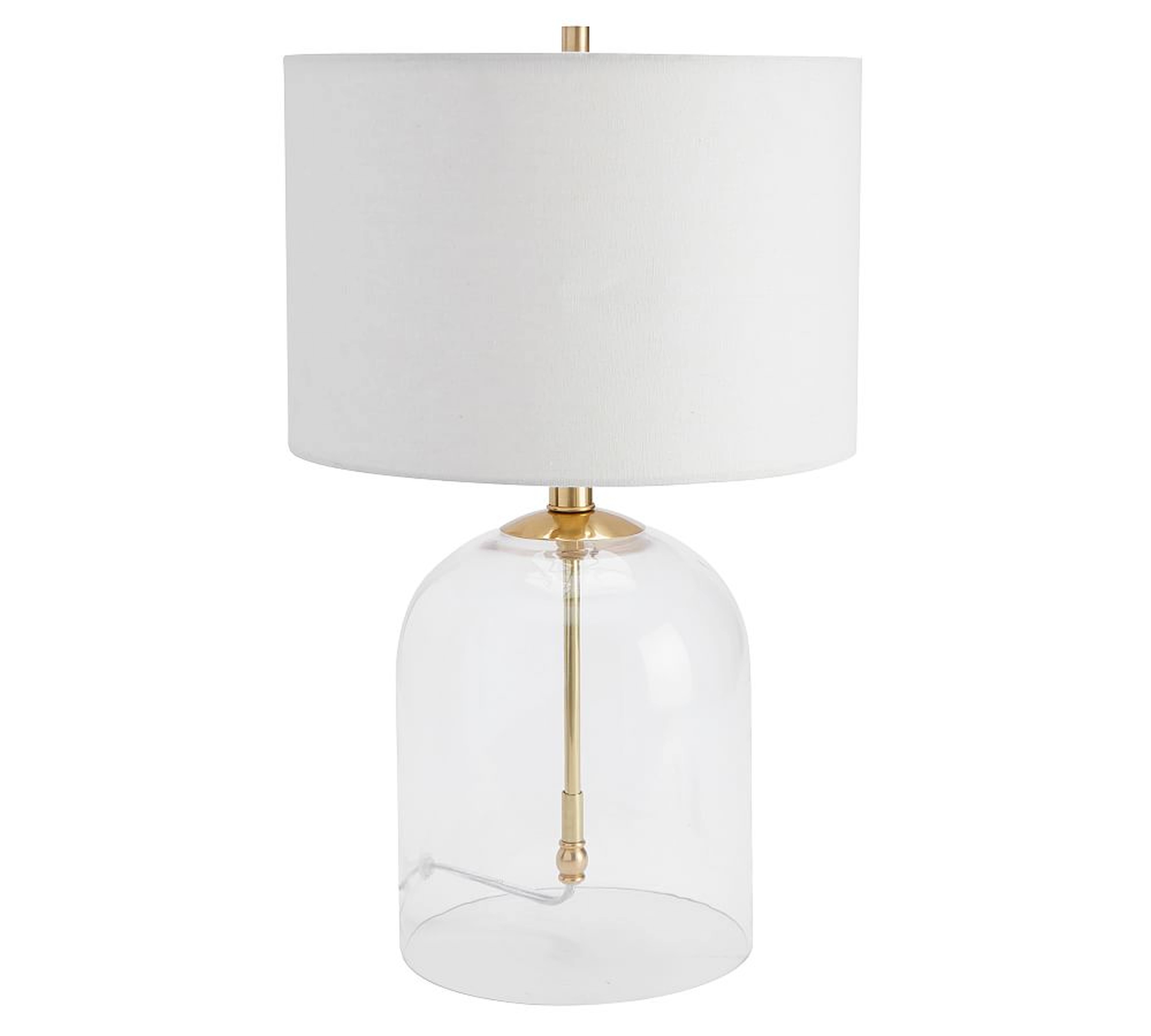 Aria Dome Table Lamp with Small Straight Sided Gallery Shade, Brass - Pottery Barn