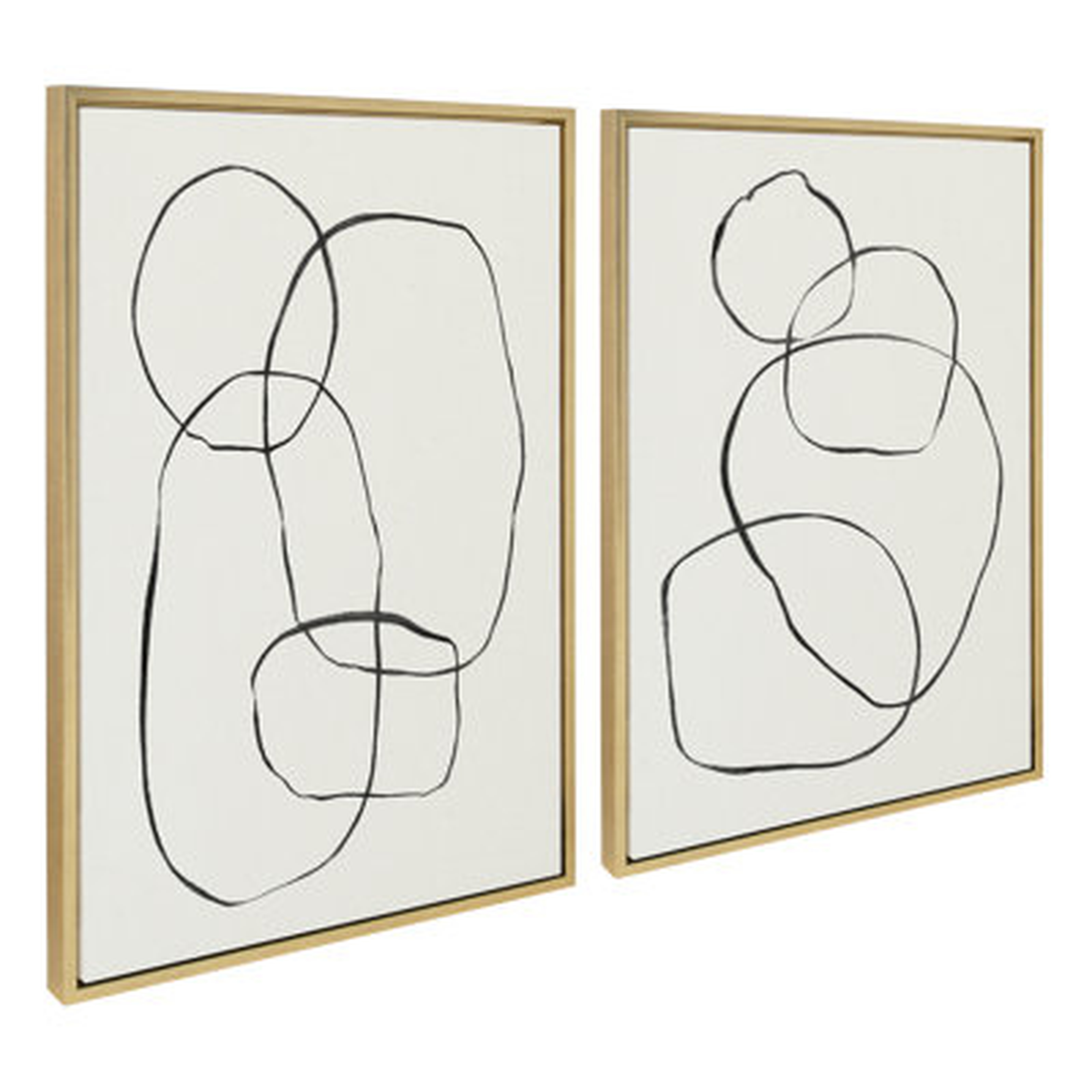 'Circles Flinen' by Teju Reval - 2 Piece Floater Frame Painting Print on Canvas - Wayfair