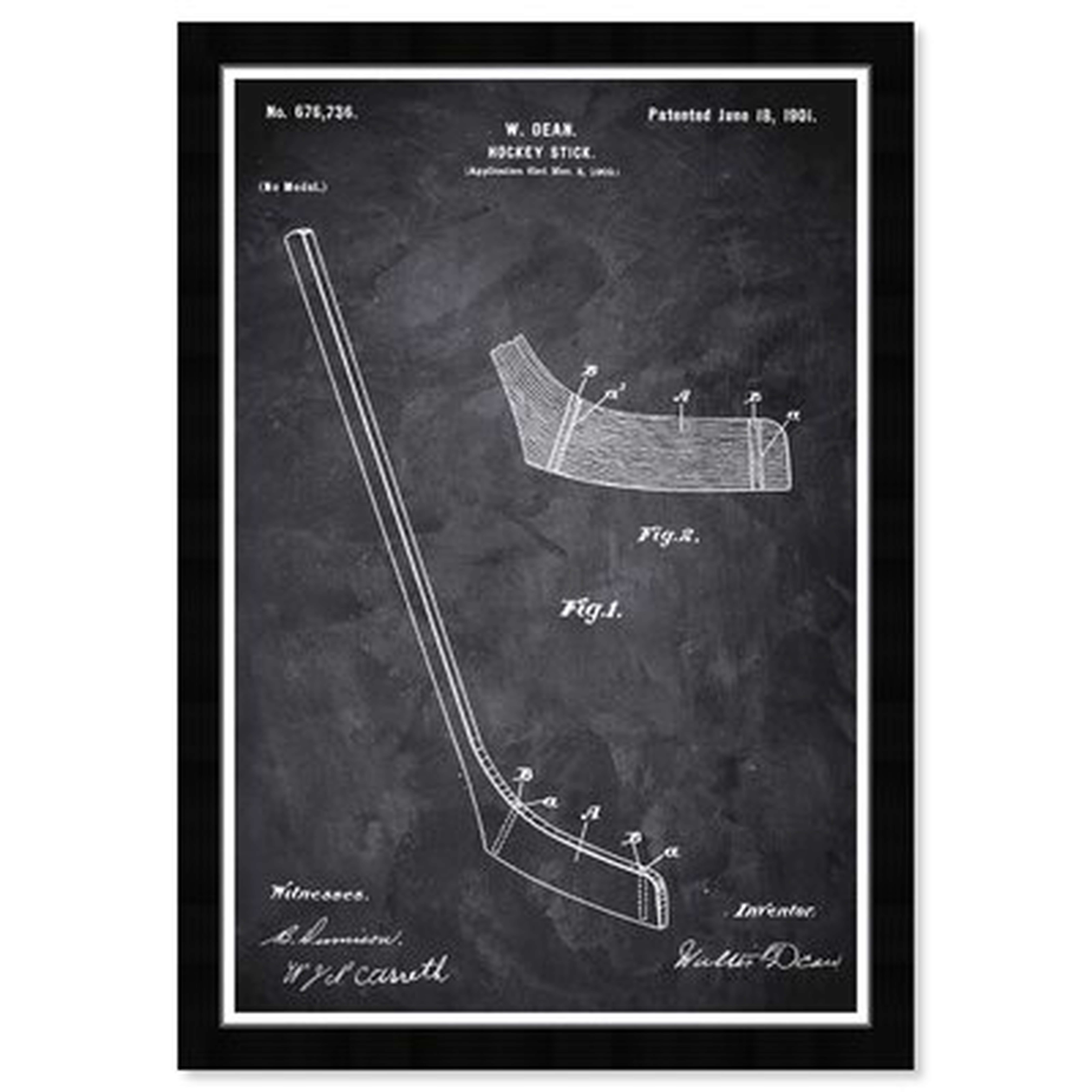 'Sports and Teams Hockey Stick 1900 Chalkboard Hockey' - Picture Frame Graphic Art Print on Paper - Wayfair