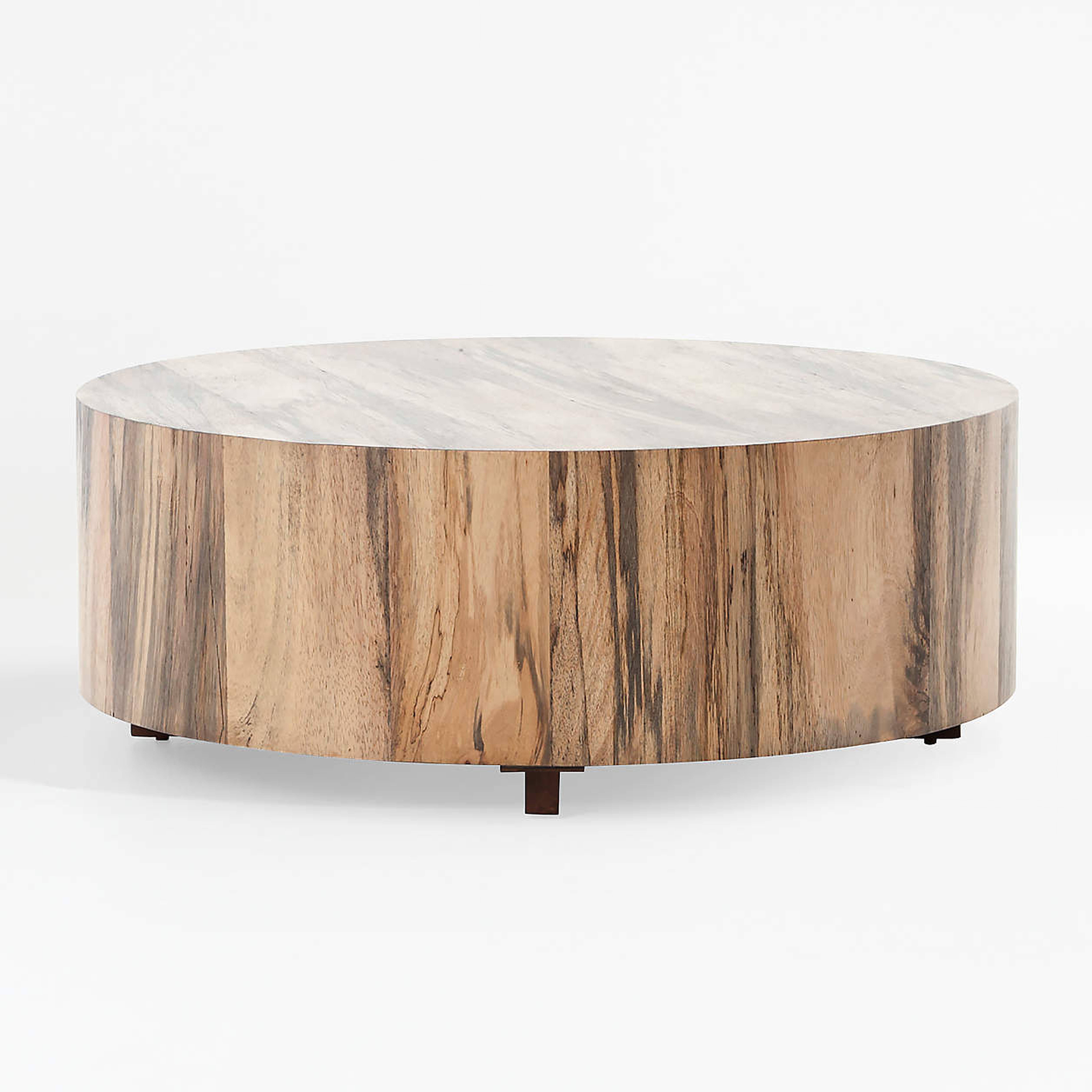 Dillon Spalted Primavera Wood 40" Round Coffee Table - Crate and Barrel