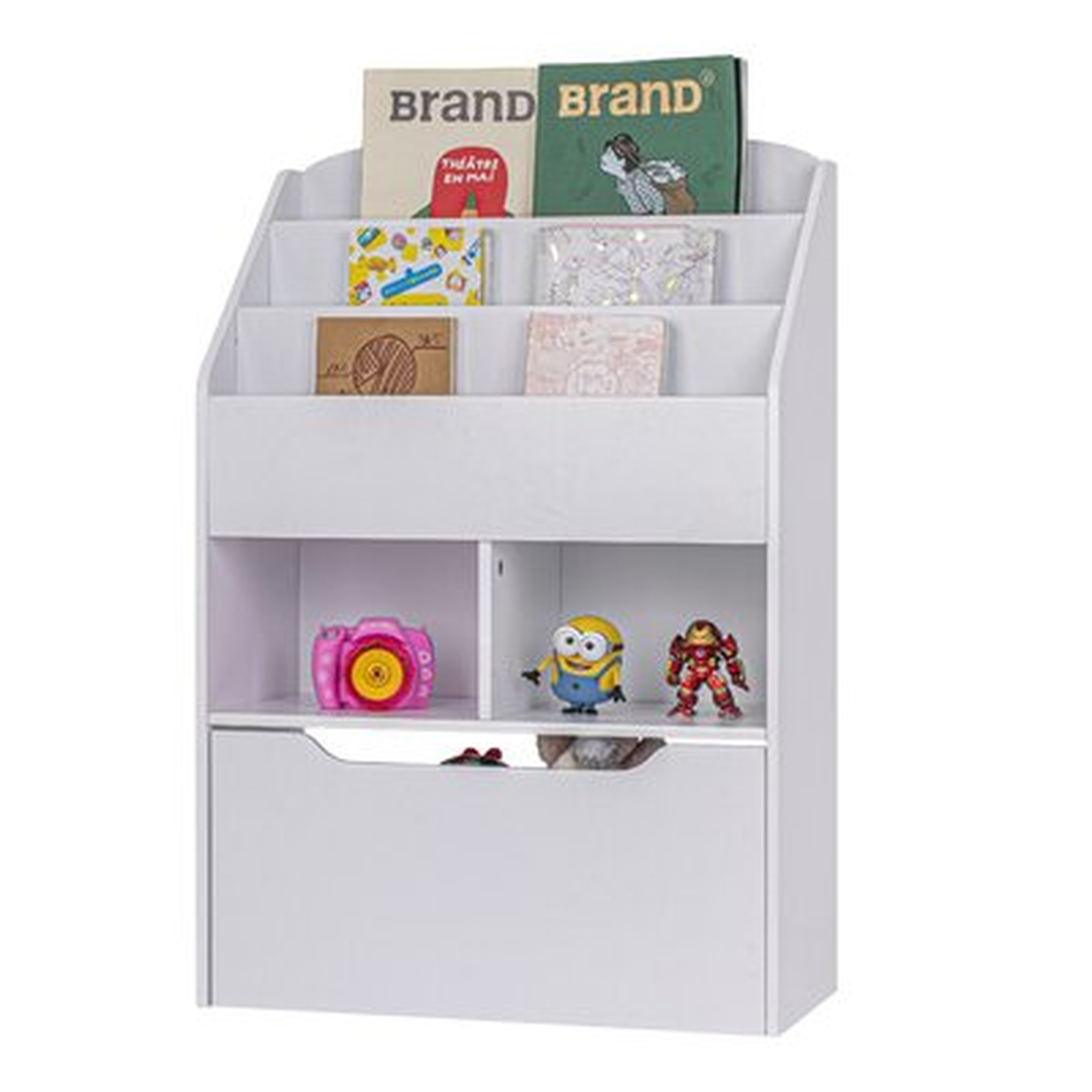24"Kids Display, Kids Bookcase With Toy Storage,Kids Book Organizer, White - Wayfair