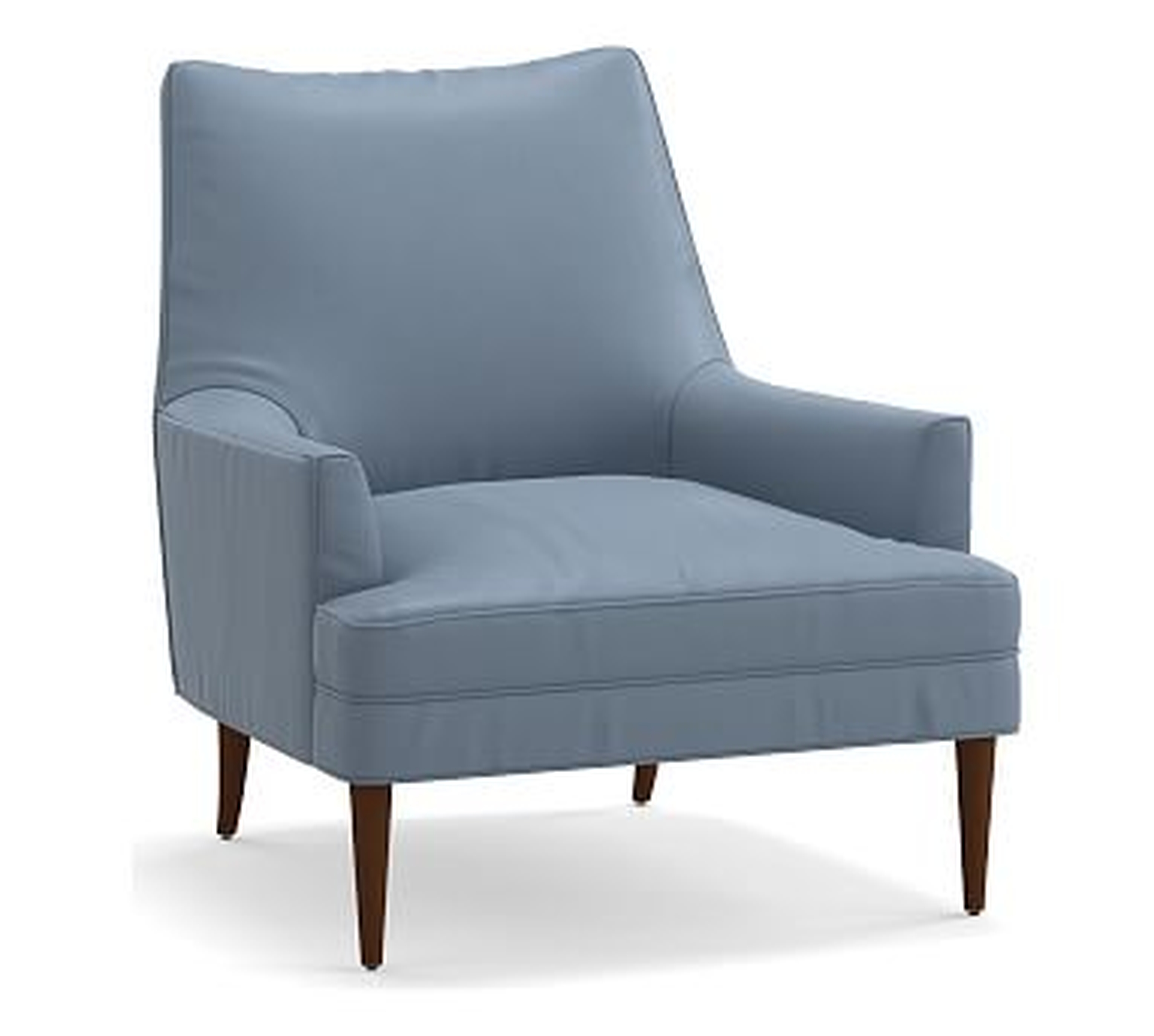 Reyes Leather Armchair, Polyester Wrapped Cushions, Signature Adriatic Blue - Pottery Barn