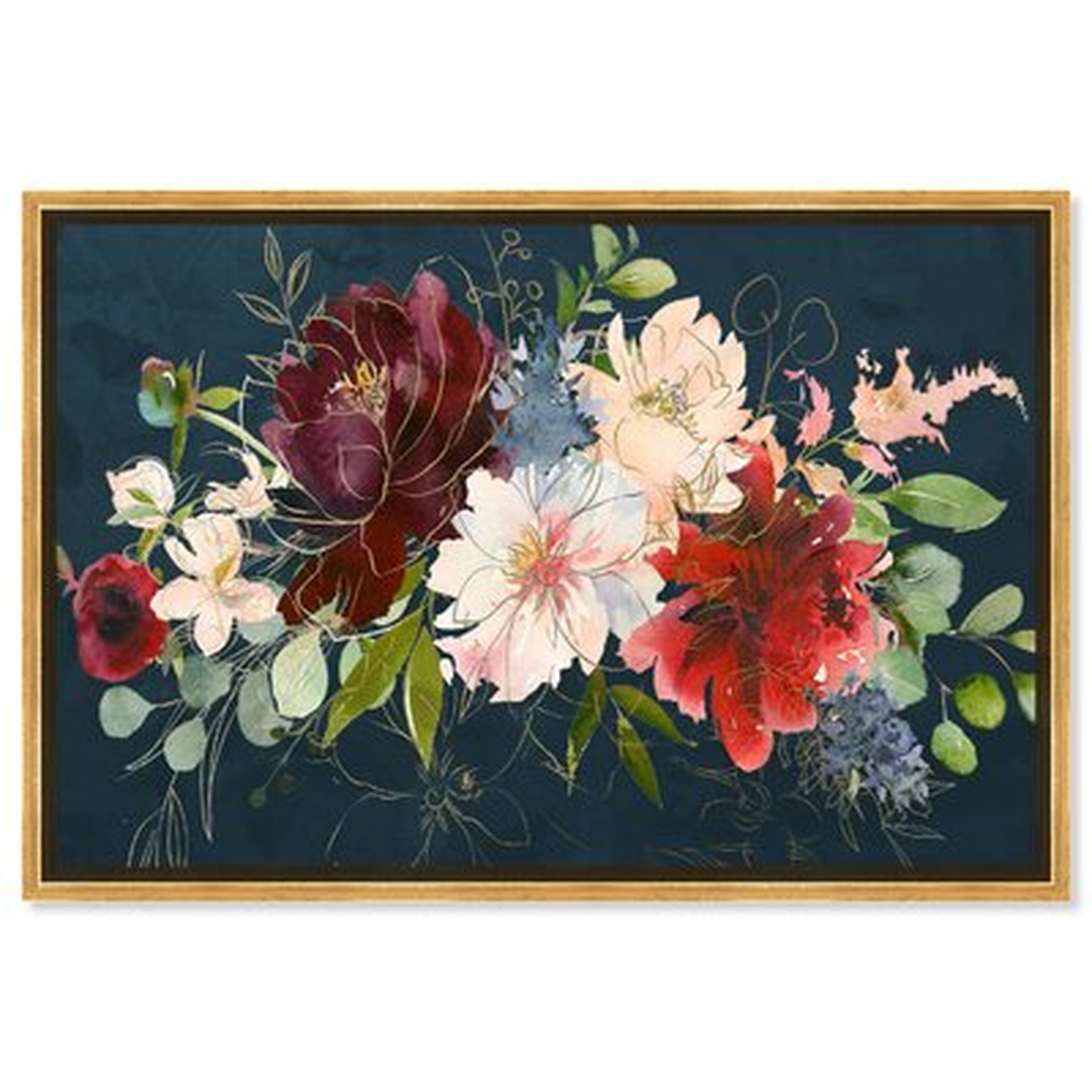 Floral And Botanical 'Fall Floral Navy' Florals By Oliver Gal Wall Art Print - Wayfair