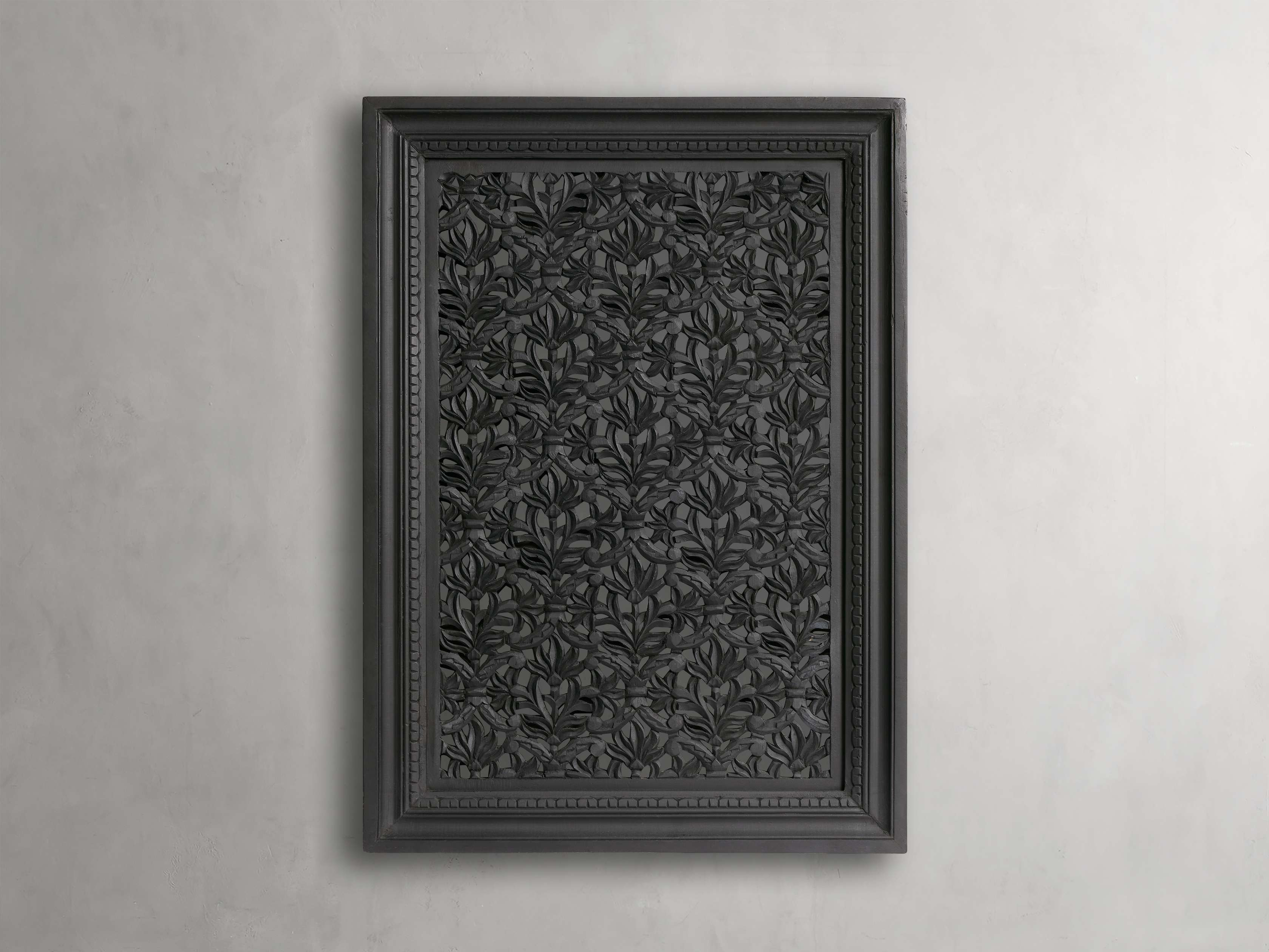 Suhko Scroll Wall Panel in Wood Black - Arhaus