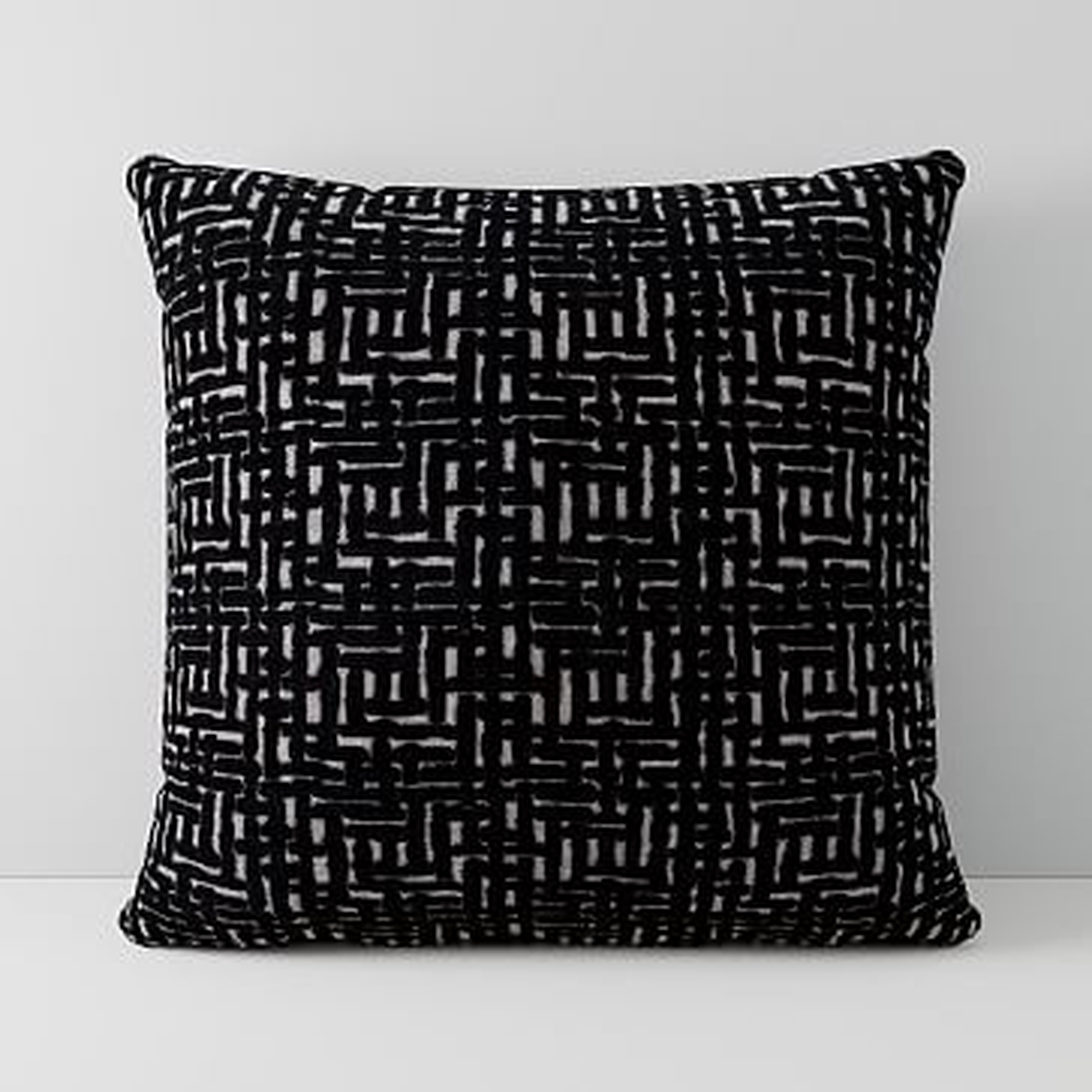 Allover Crosshatch Jacquard Velvet Pillow Cover, Set of 2, 18x18, Black - West Elm