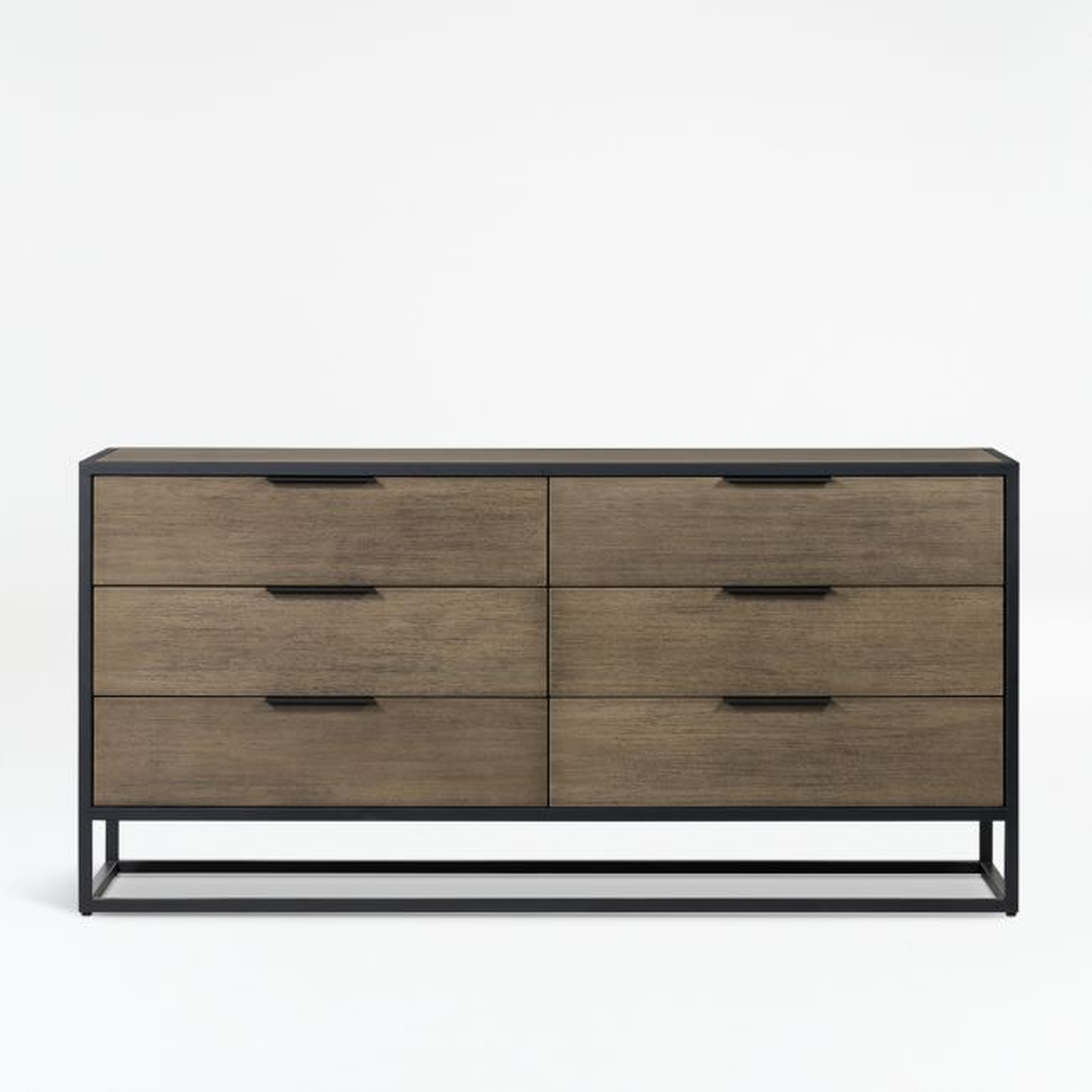 Oxford Weathered Brown Wood 6-Drawer Dresser - Crate and Barrel