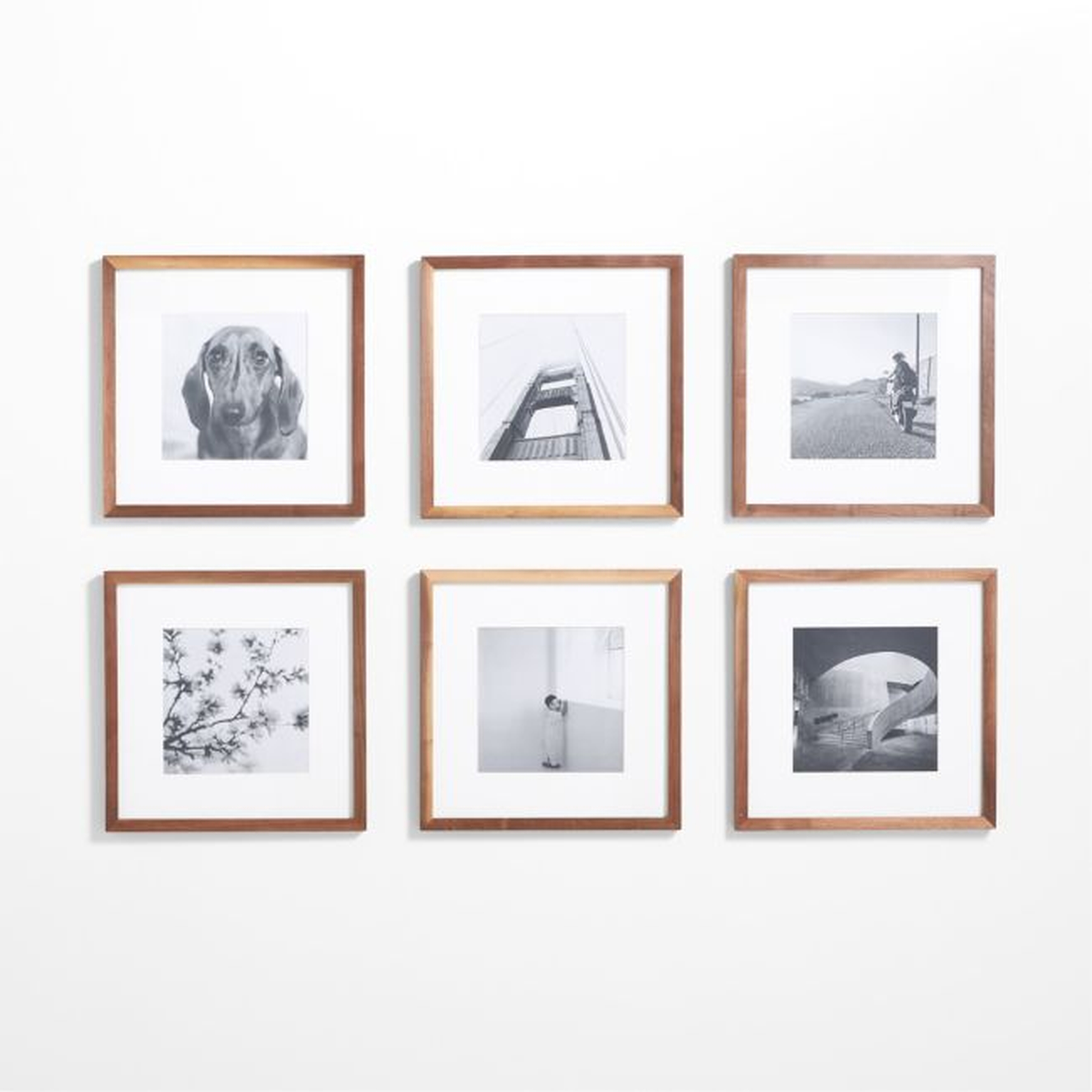 6-Piece Walnut Wood 11x11 Gallery Wall Frame Set - Crate and Barrel