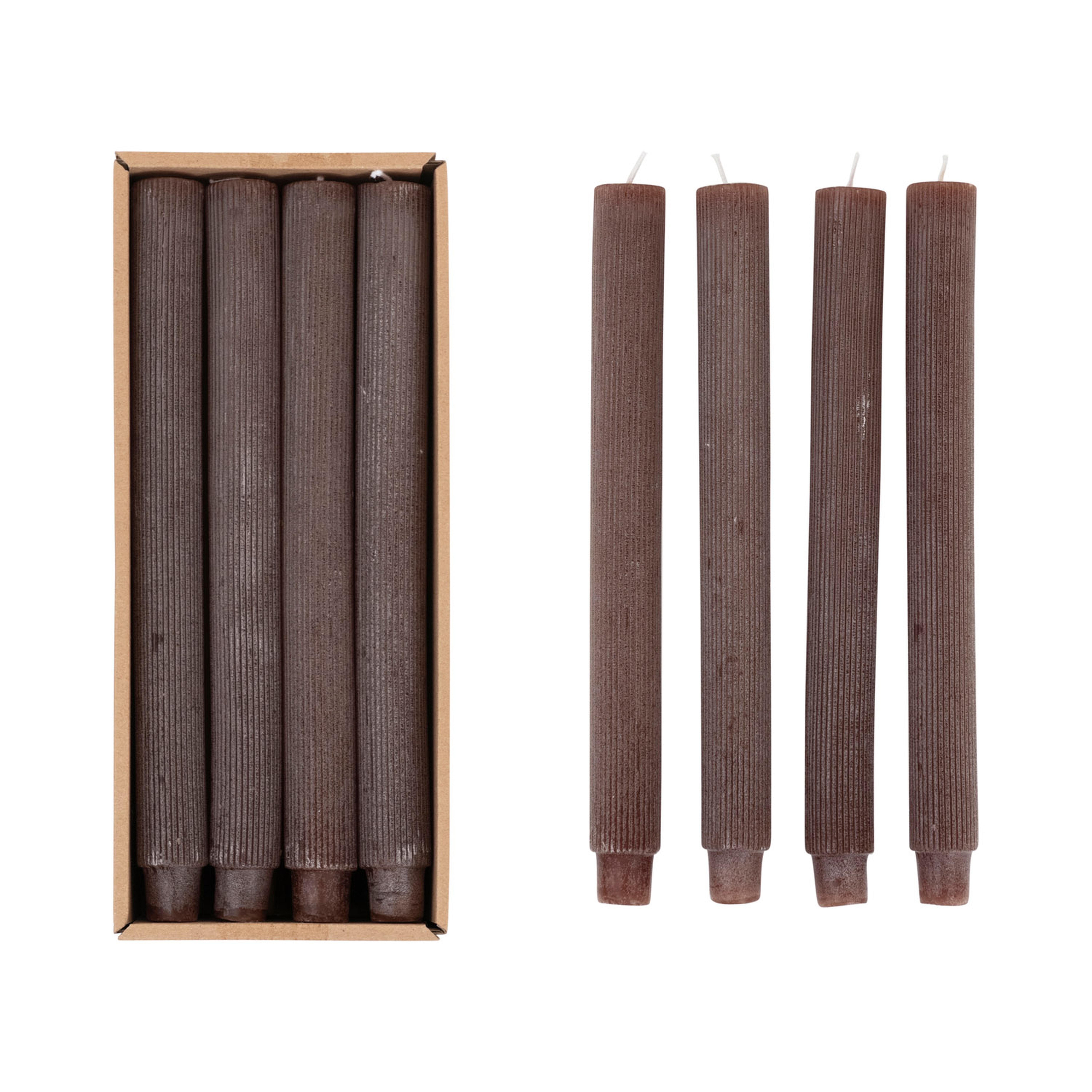 Unscented Pleated Taper Candles in Box, Set of 12 - Creative Co-Op