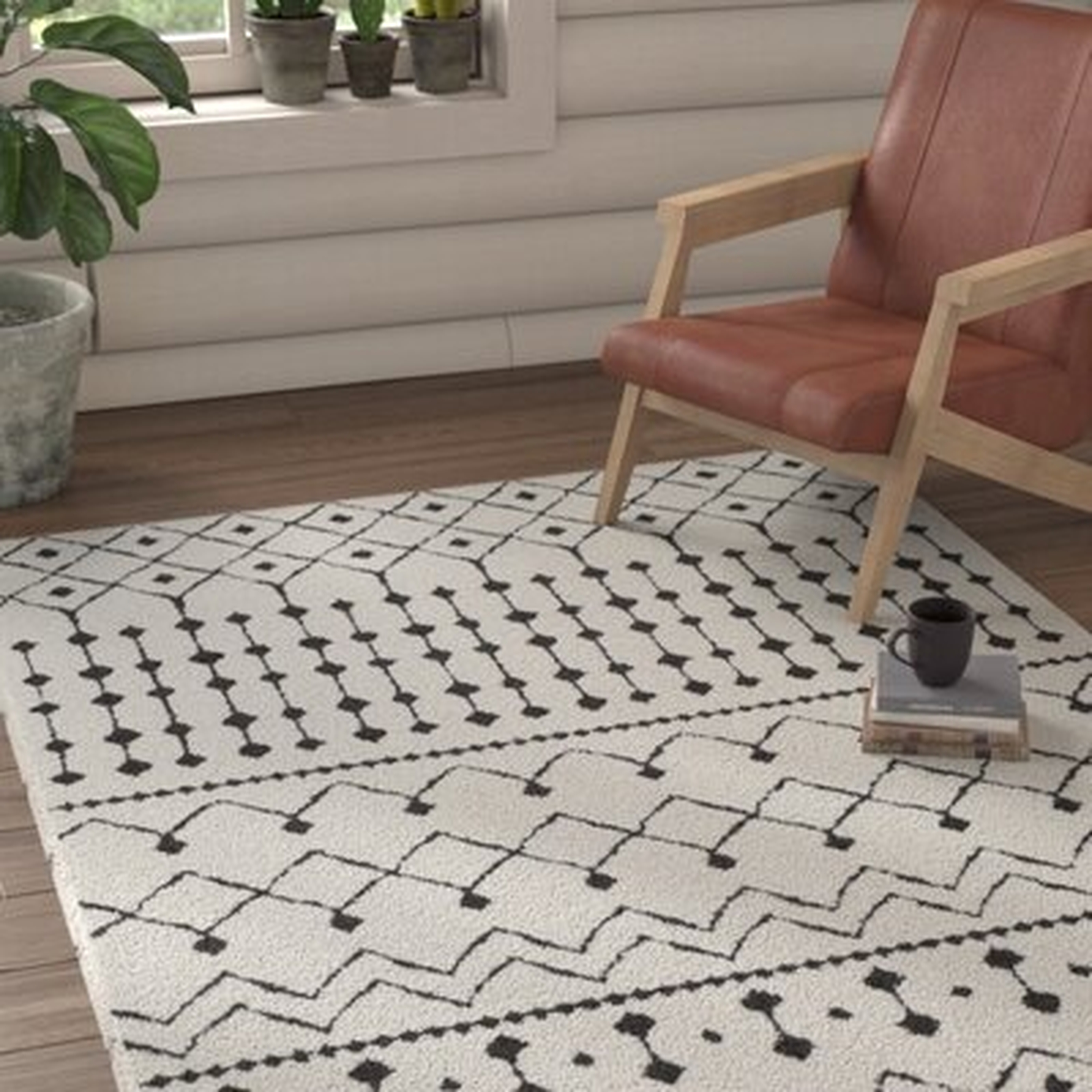 Delancey Geometric Black/Charcoal/White Area Rug - Wayfair