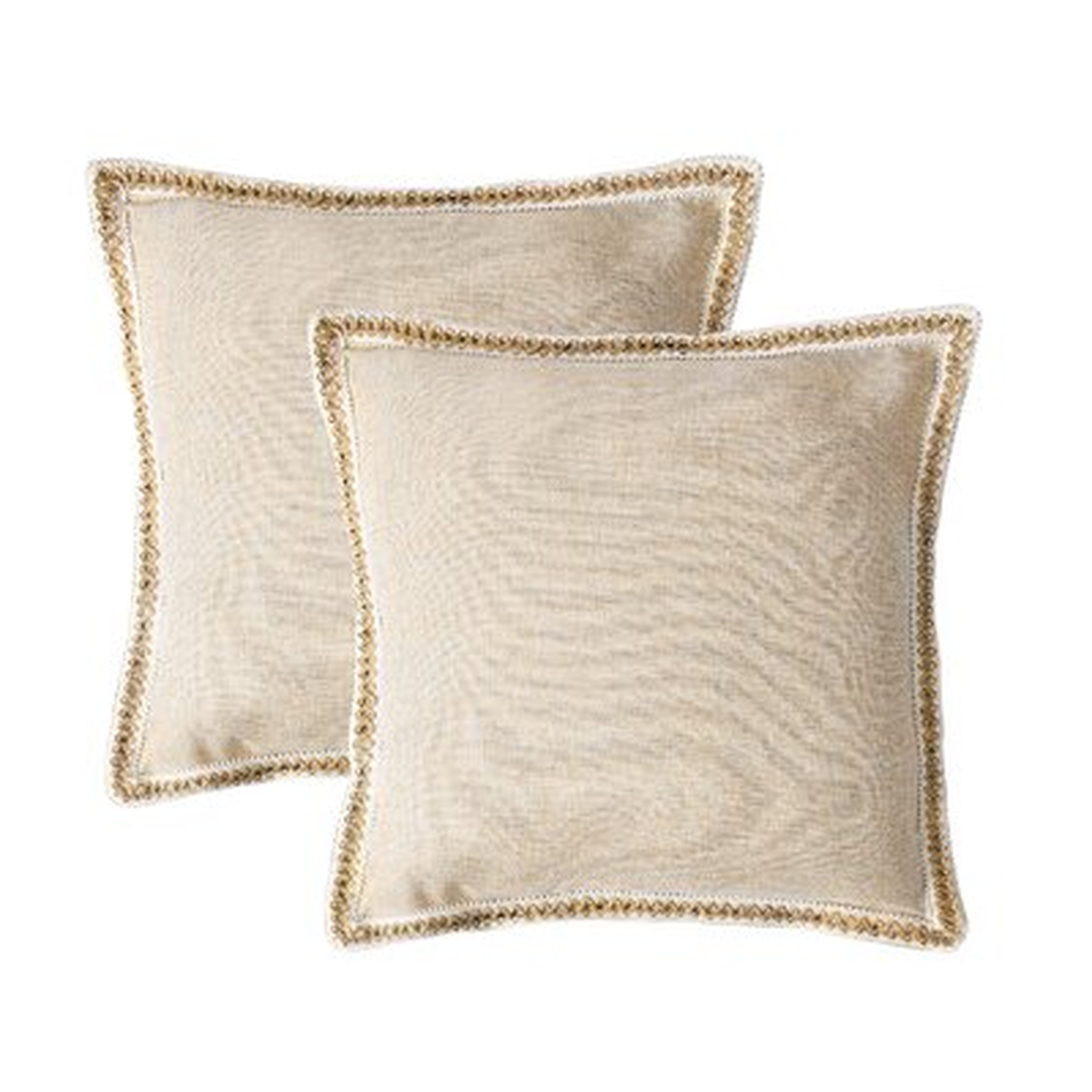 Set Of 2 Throw Pillow Covers Vintage Linen Trimmed Cushion Covers - Wayfair