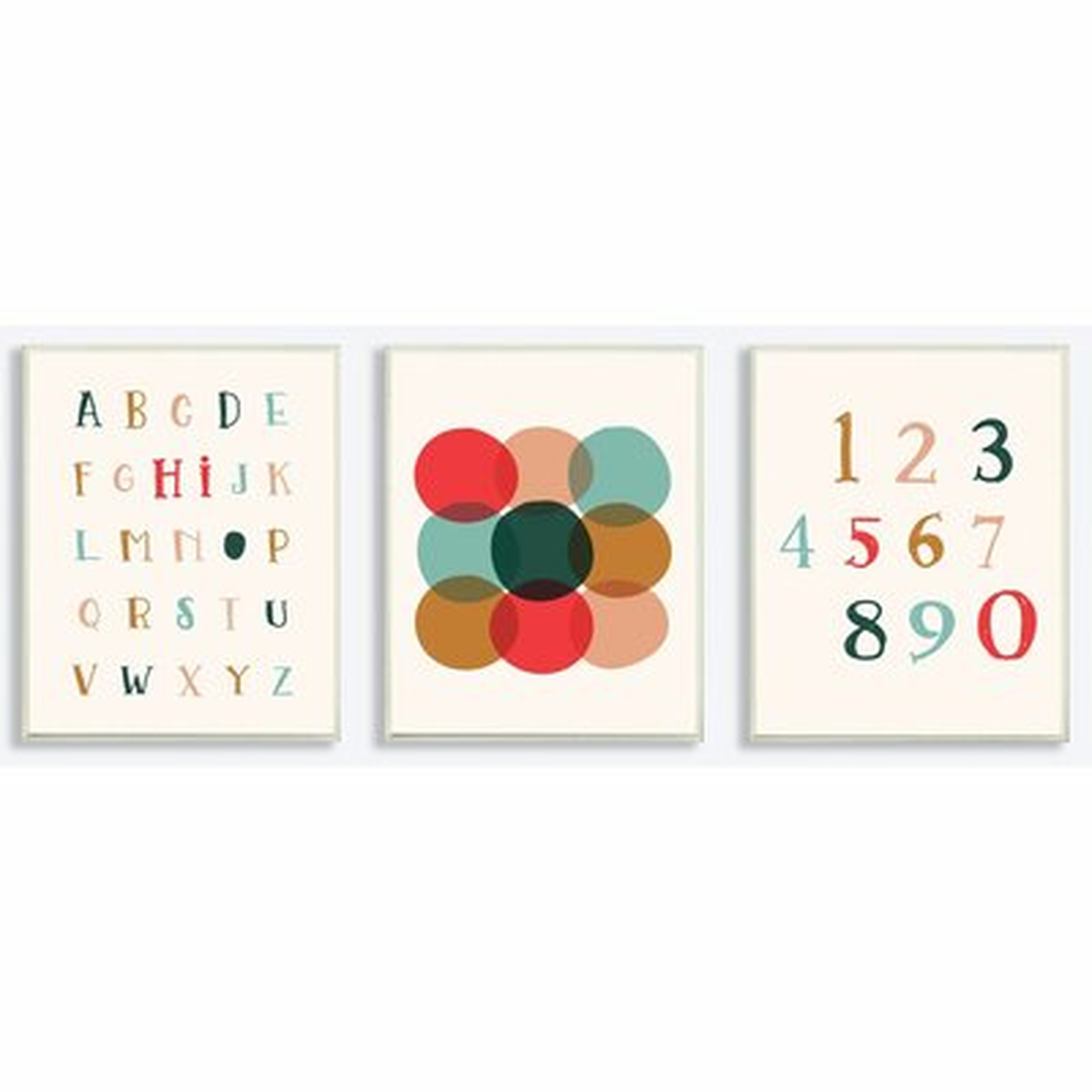 Taveras Alphabet Numbers Geometric 3 Piece Set by Daphne Polselli Kids Wall Décor - Wayfair