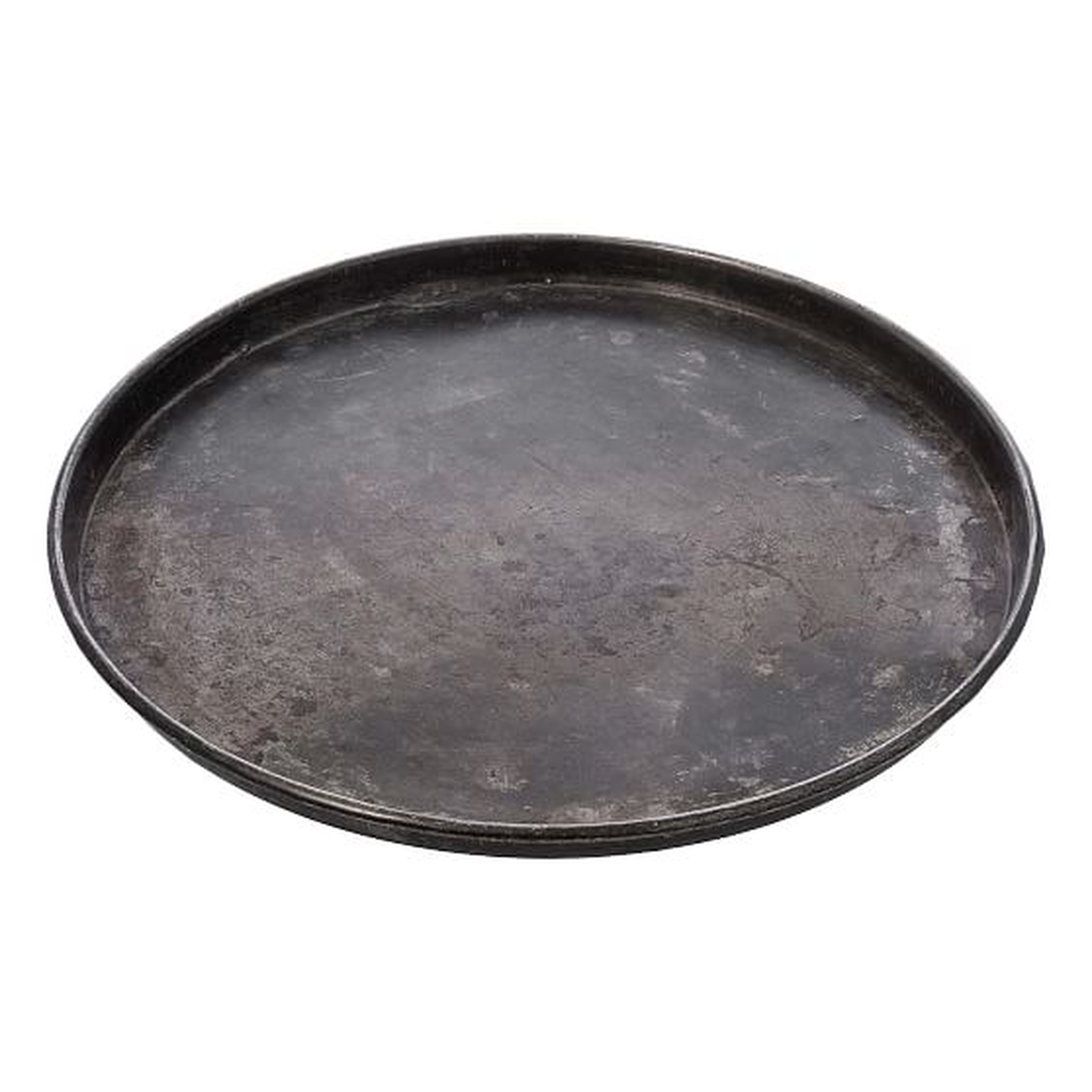 Vintage Large Round Tray, Silver, Steel - West Elm
