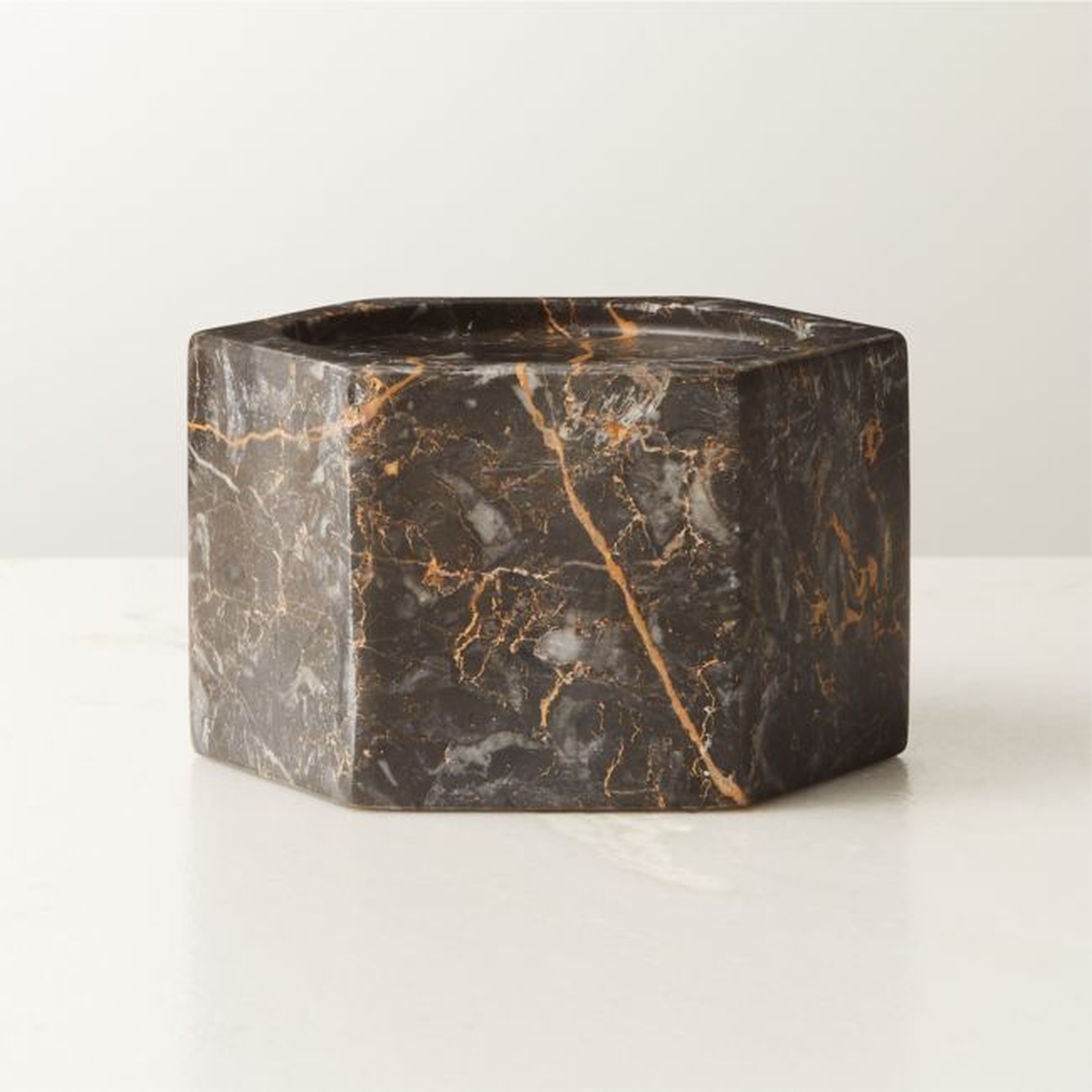 Sei Black Marble Pillar Candle Holder - CB2