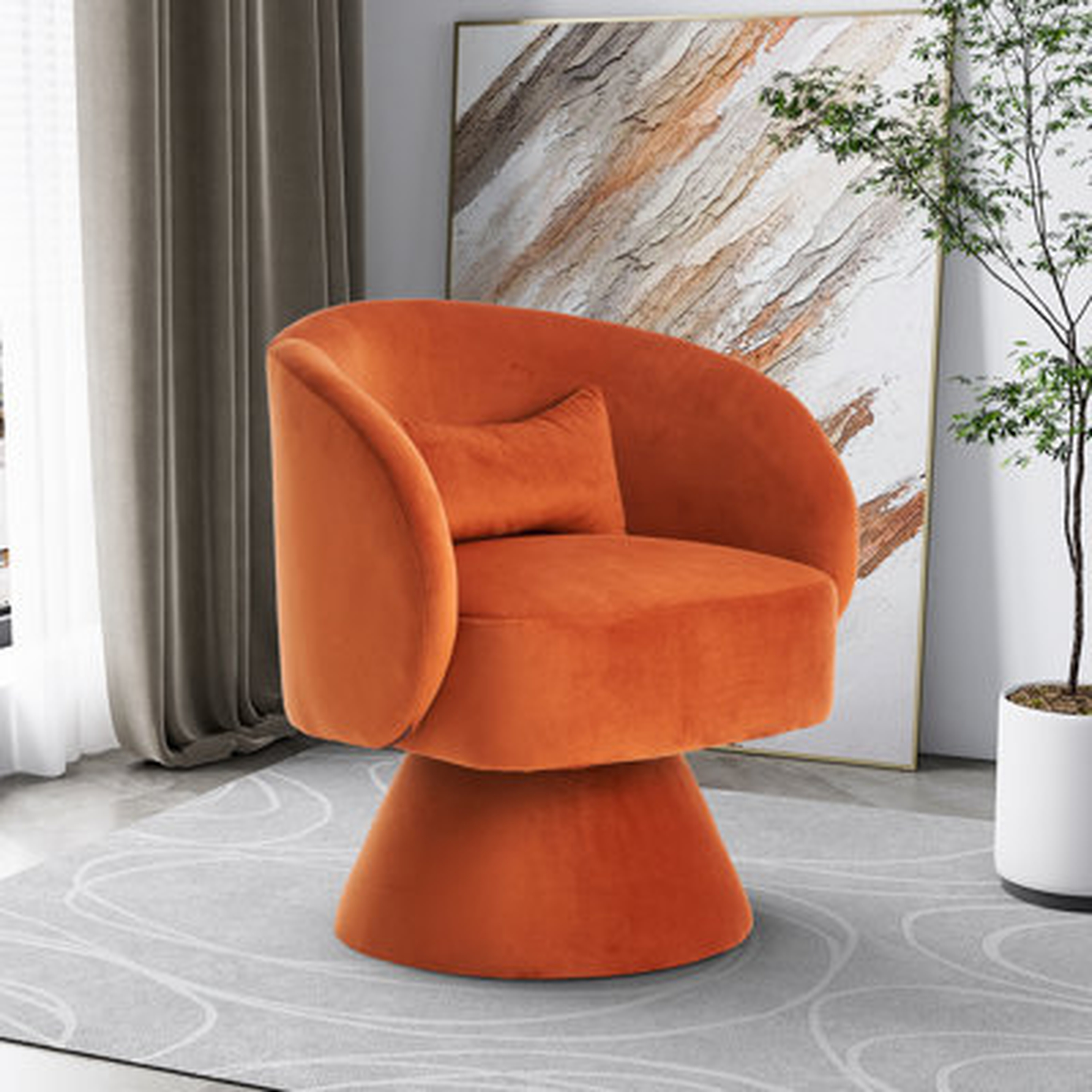 Pottsgrove 26.4" W Polyester Swivel Barrel Chair - Wayfair