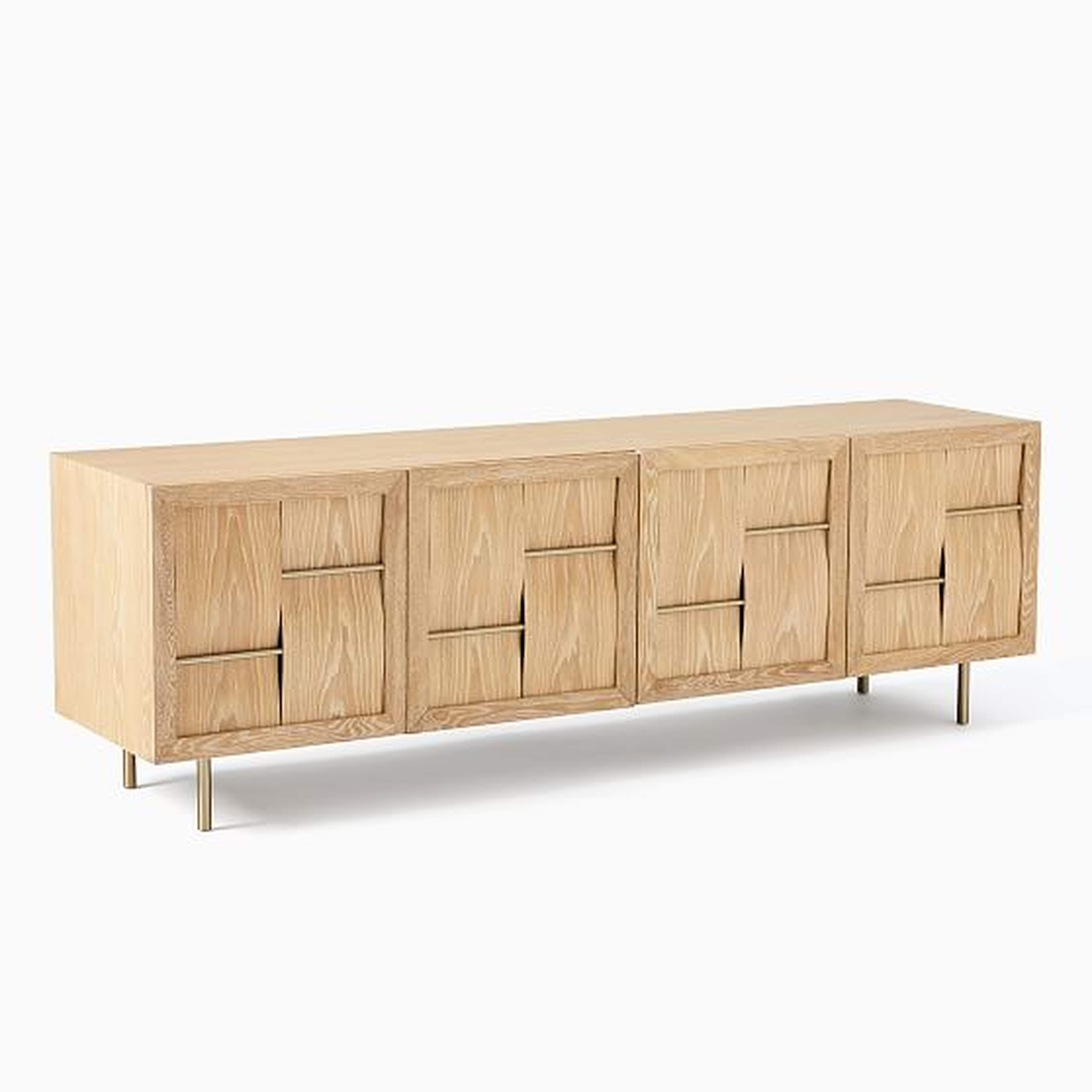 We Atticus Collection Washed Oak Brass 80 Inch Media - West Elm